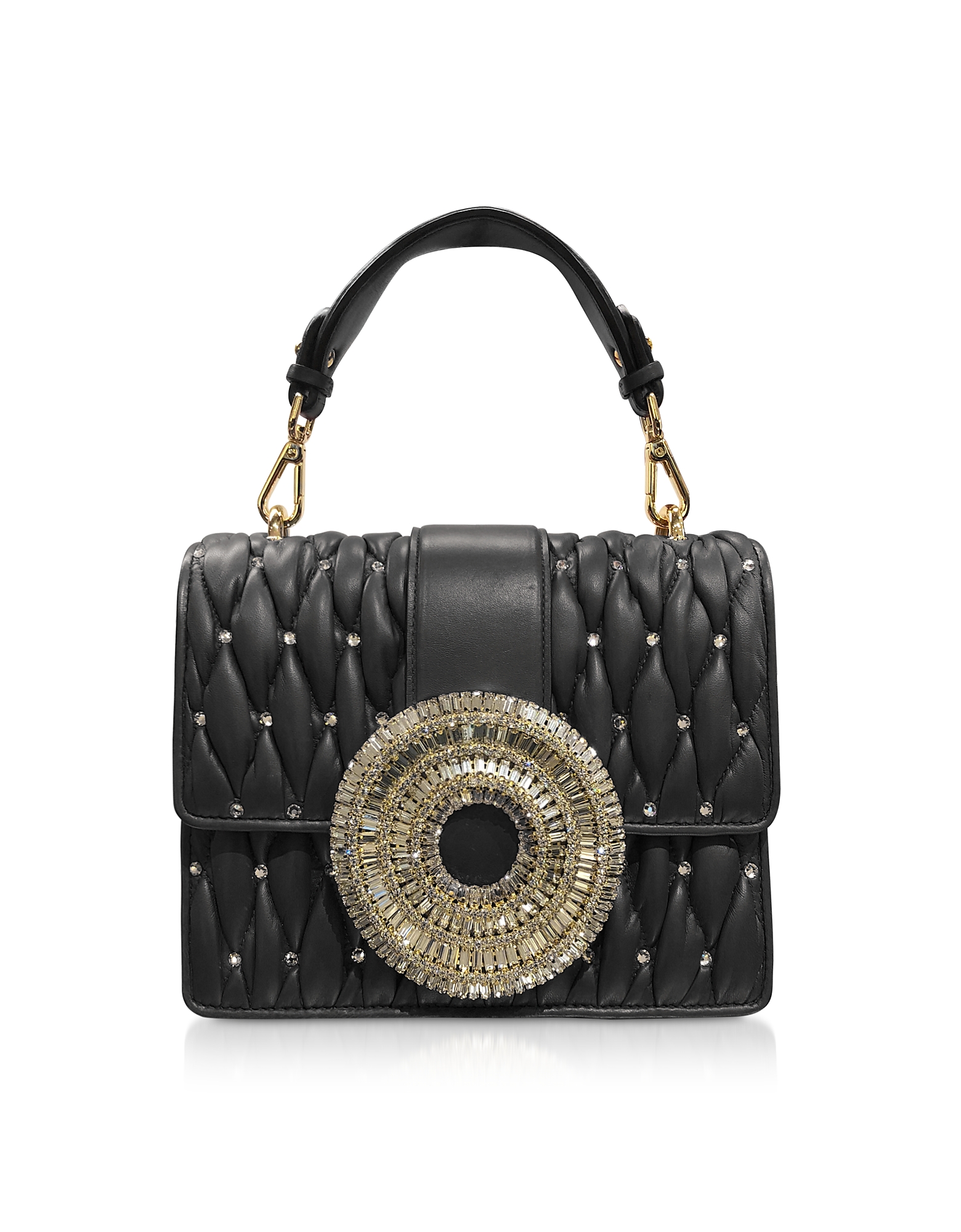 

Gio Black Nappa Leather & Crystal Handbag