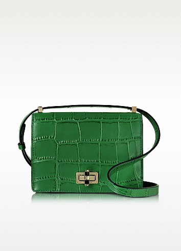 Diane Von Furstenberg Les Crossbody Emerald Embossed Croco Leather Bag ...