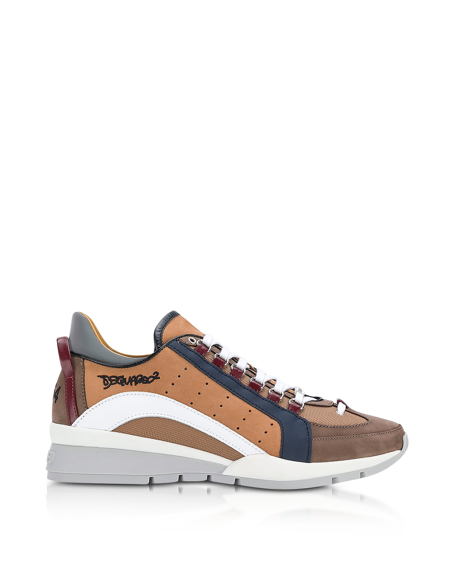 

Brown Nylon and Gommato Leather Men's Sneakers