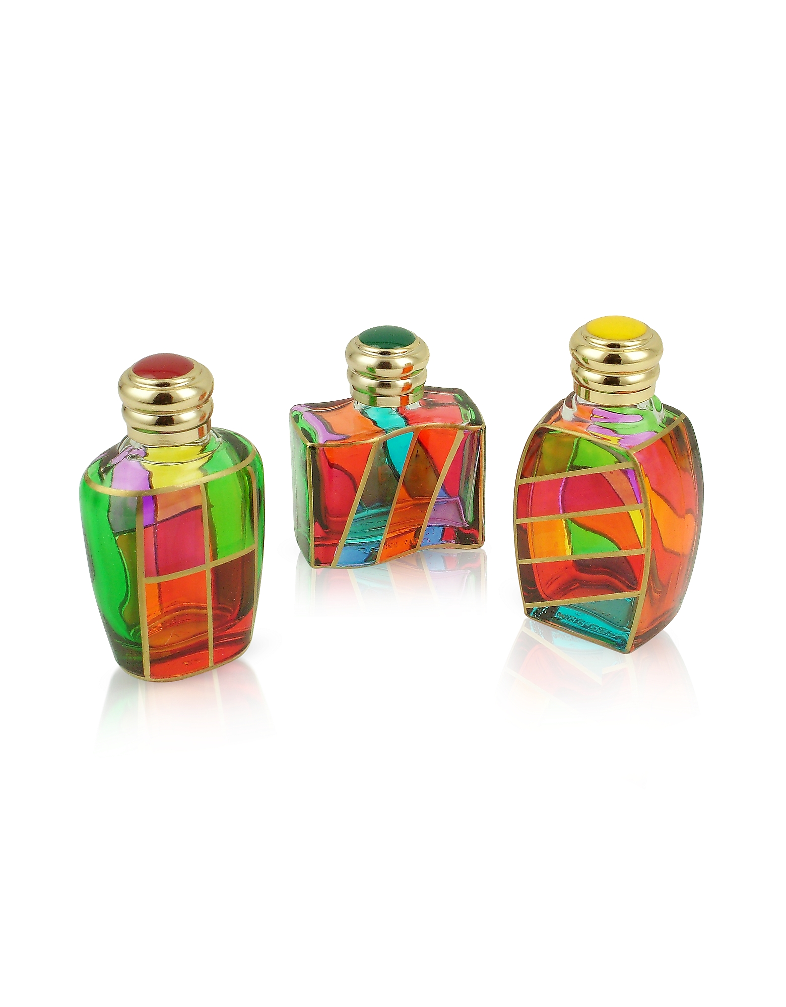 

Goldoni - Hand Decorated Murano Glass Enamel-Capped Perfume Bottles, Multicolor