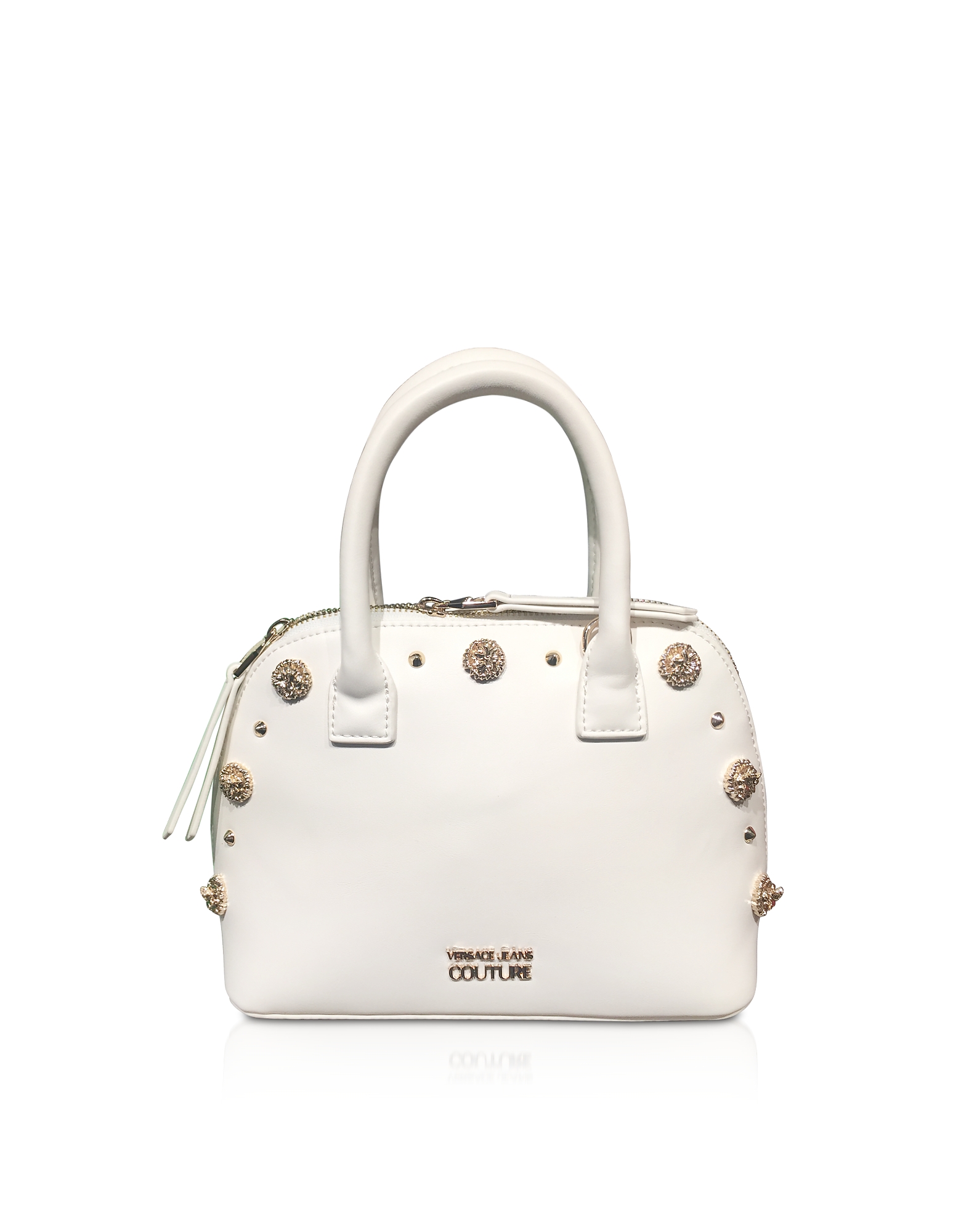

Nappa Fiore Top Handle Bag w/ Studs, Optic white