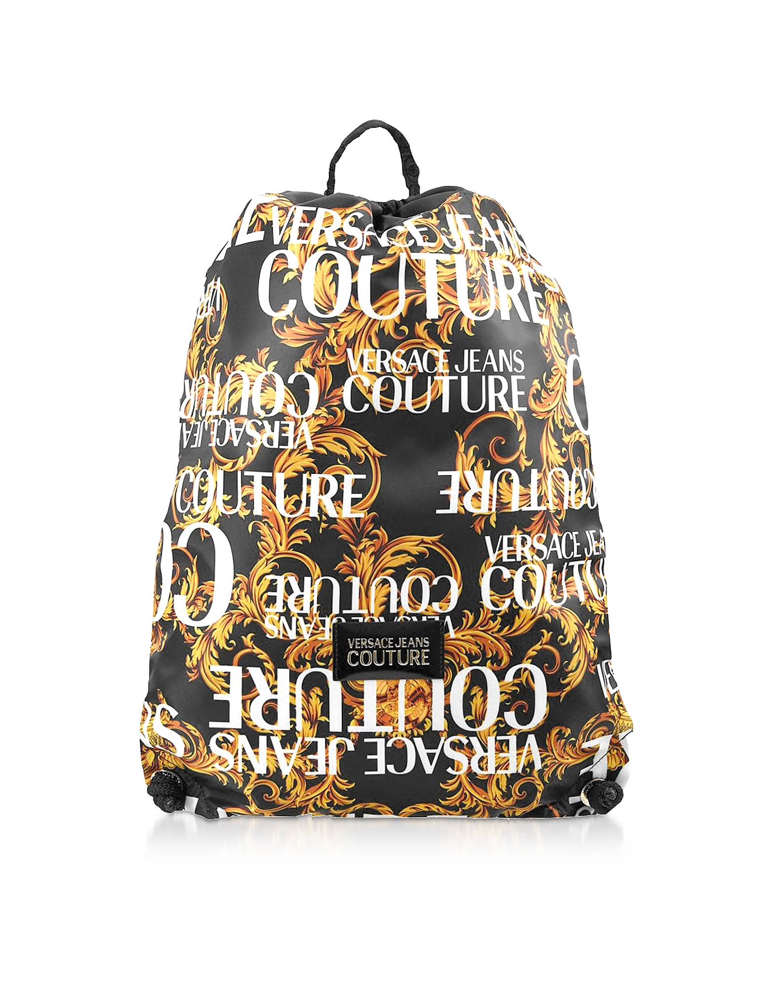 

Barocco Printed Nylon Drawstring Backpack, Gold
