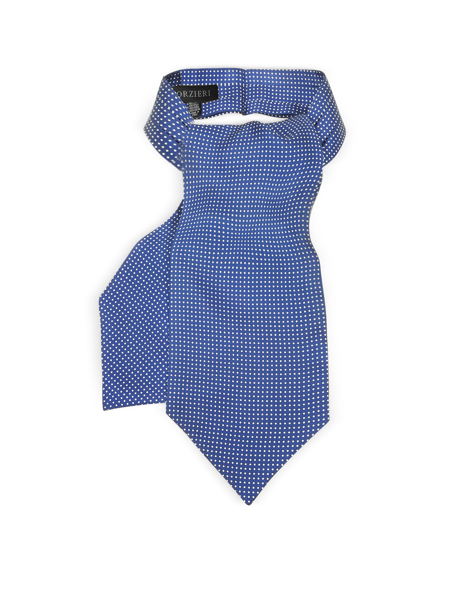 

Micro Dots Print Silk Tie Ascot, Blue
