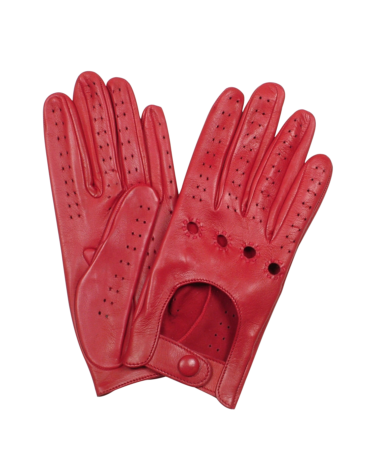 

Women's Red Perforated Italian Leather Driving Gloves