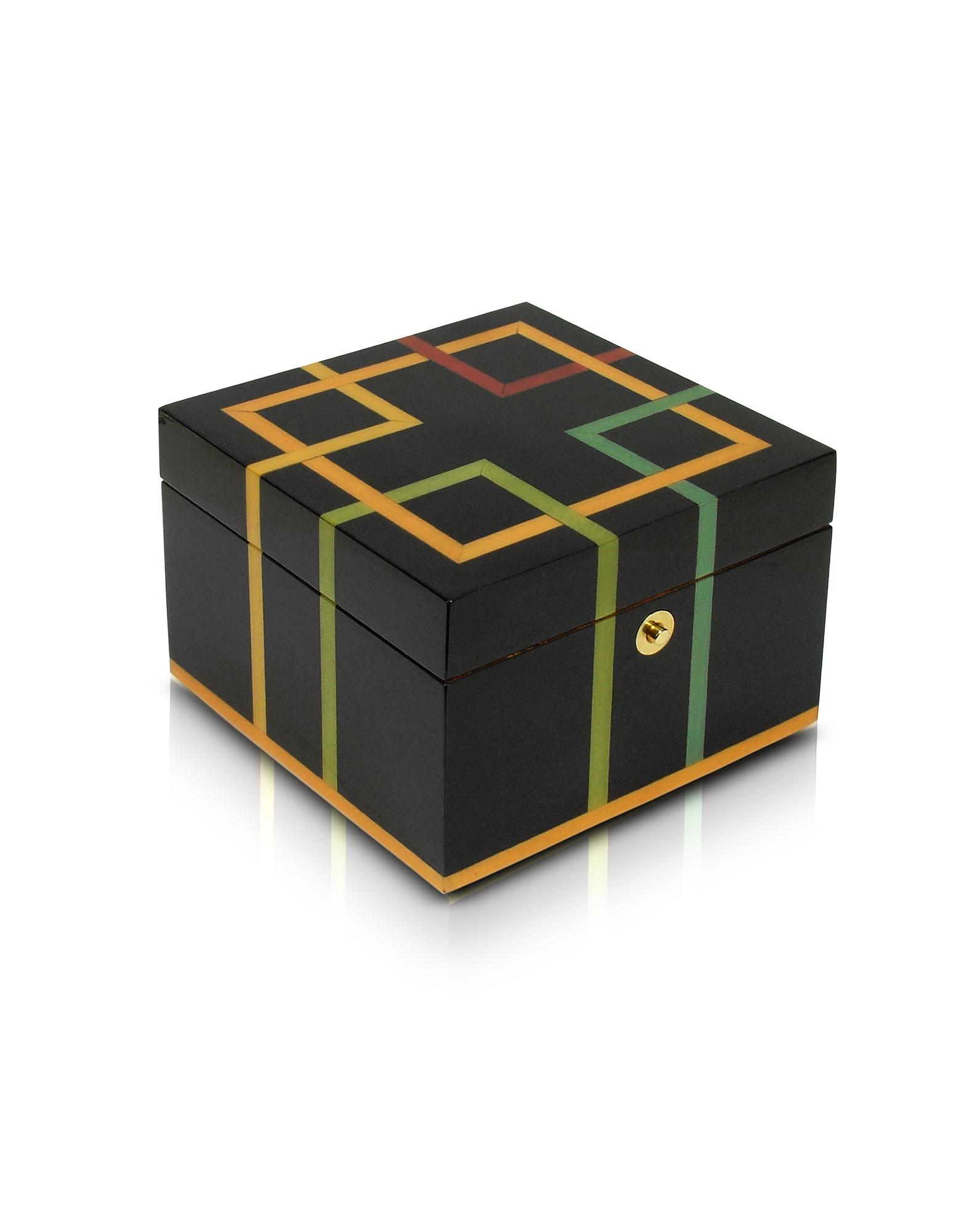

Black Geometric Inlaid Wood Jewelry Box
