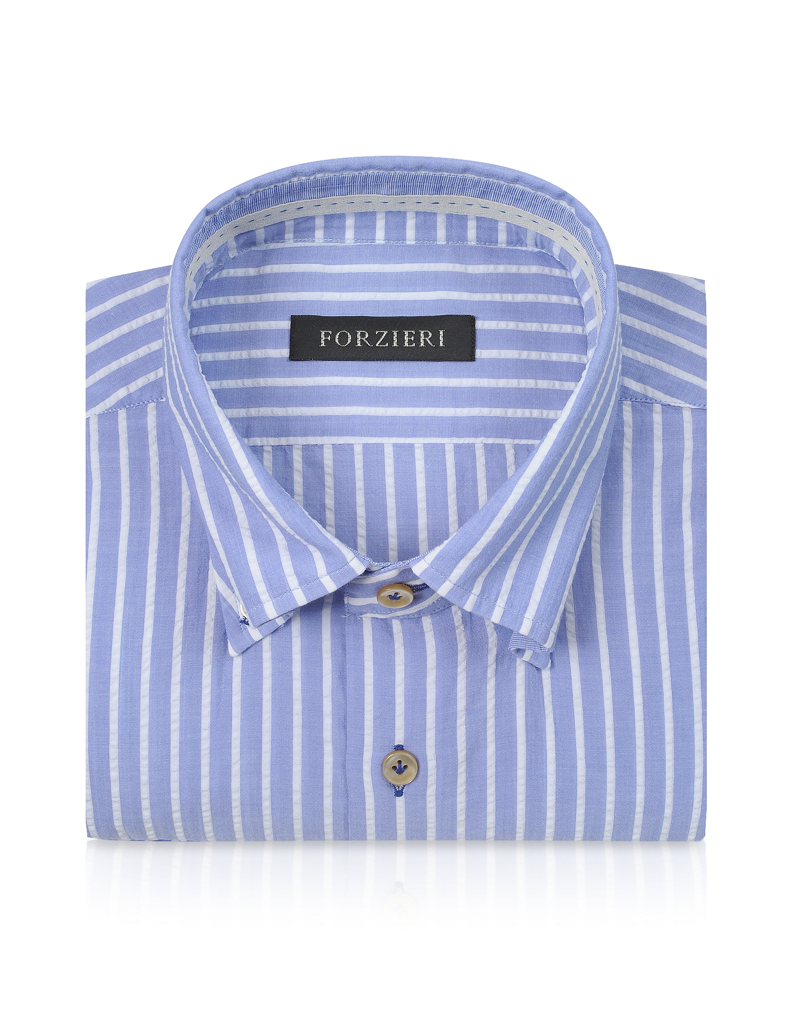 

Slim Fit Striped Light Blue and White Cotton Shirt