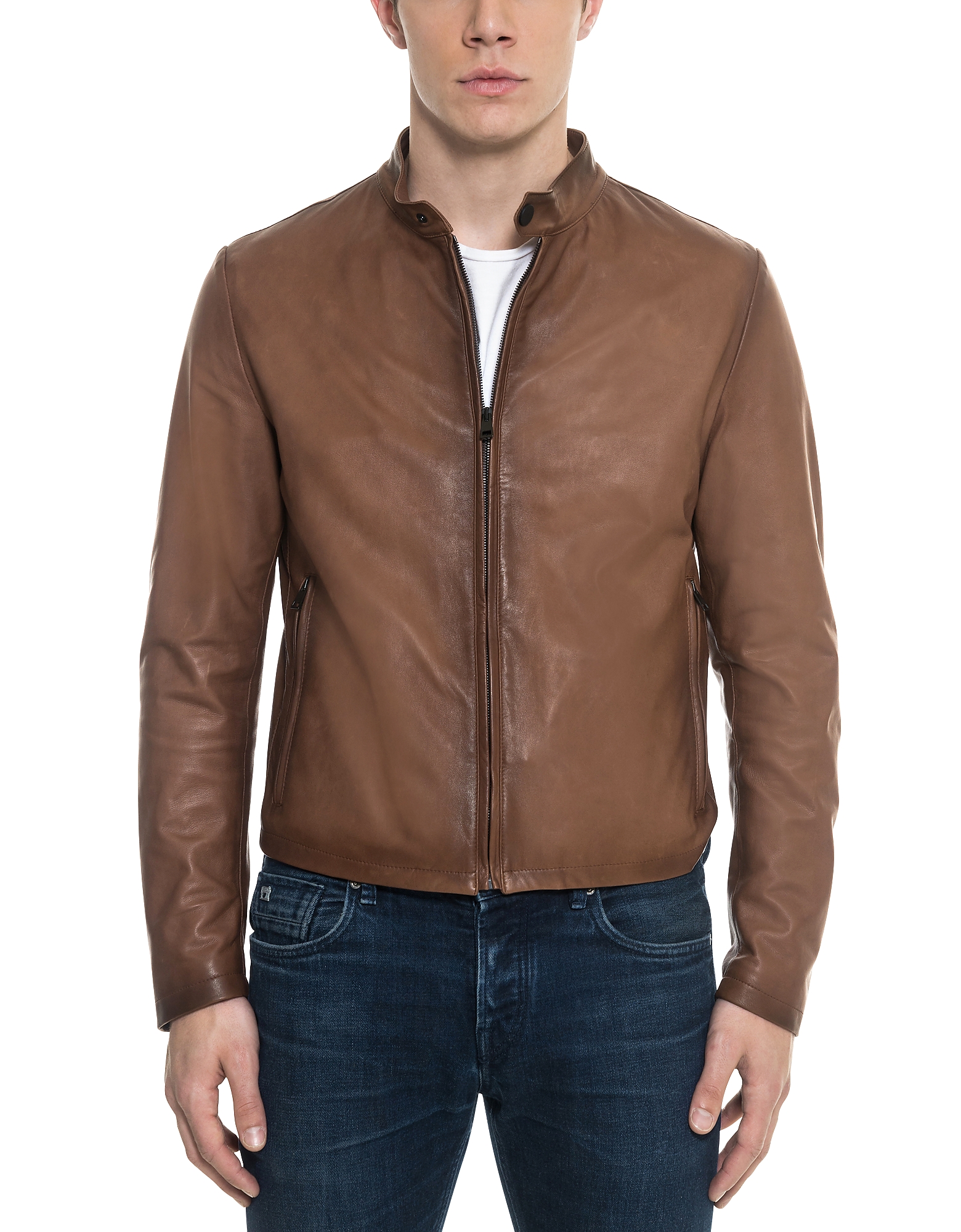 

Brown Leather Men's Biker Jacket