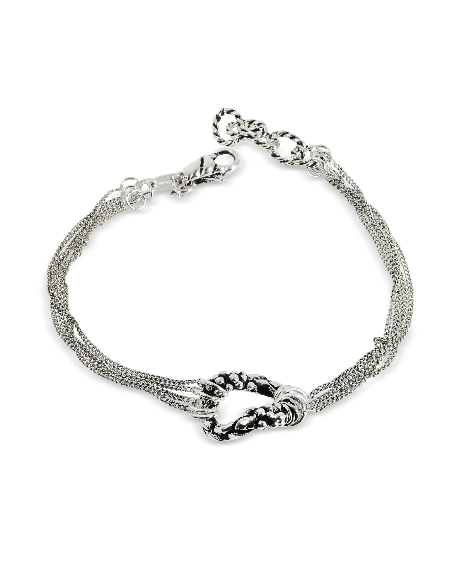 

Multi Chain Bracelet w/Ring, Silver