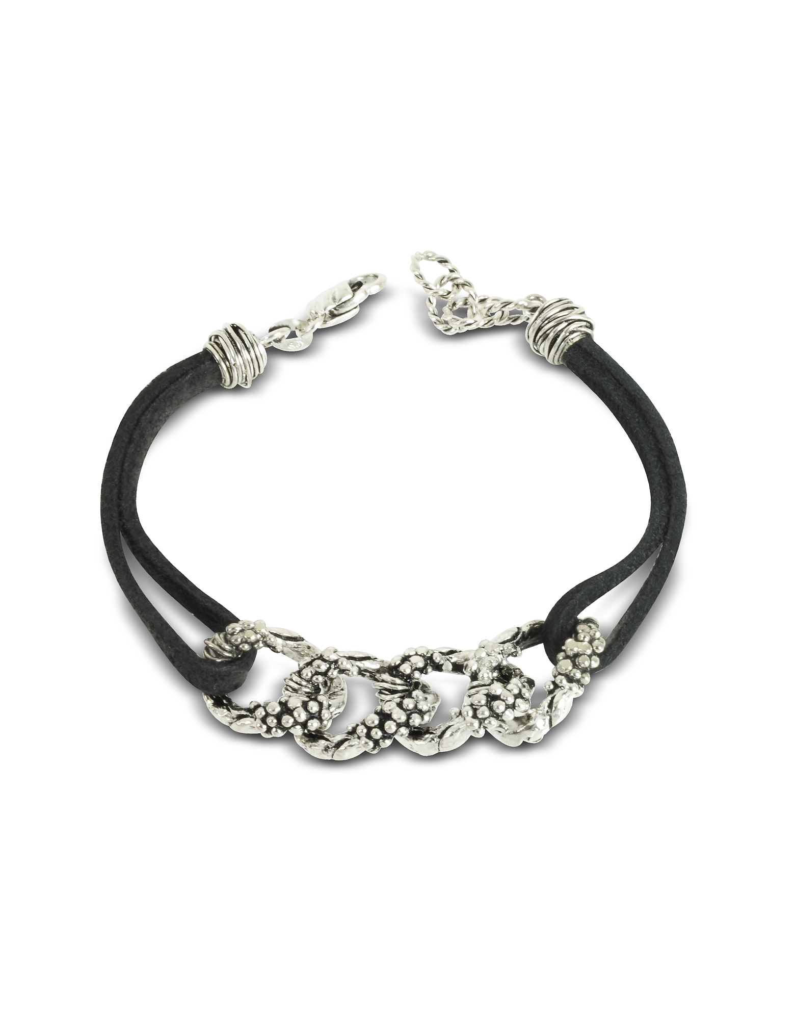 

Leather Bracelet w/Links, Black