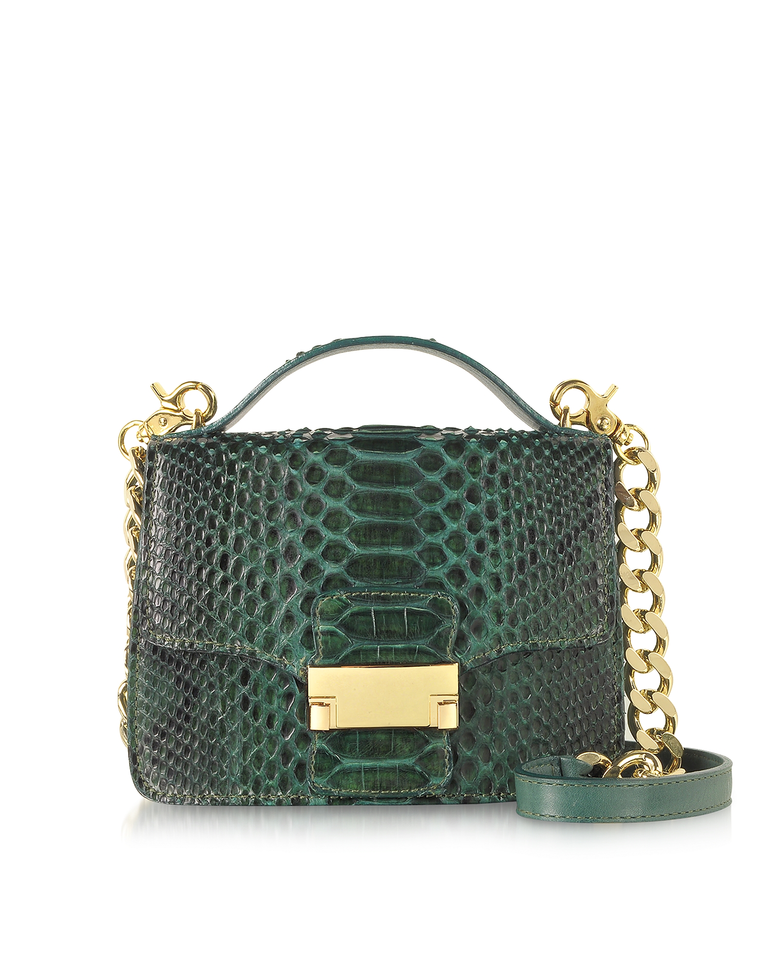 

Emerald Green Python Leather Shoulder Bag