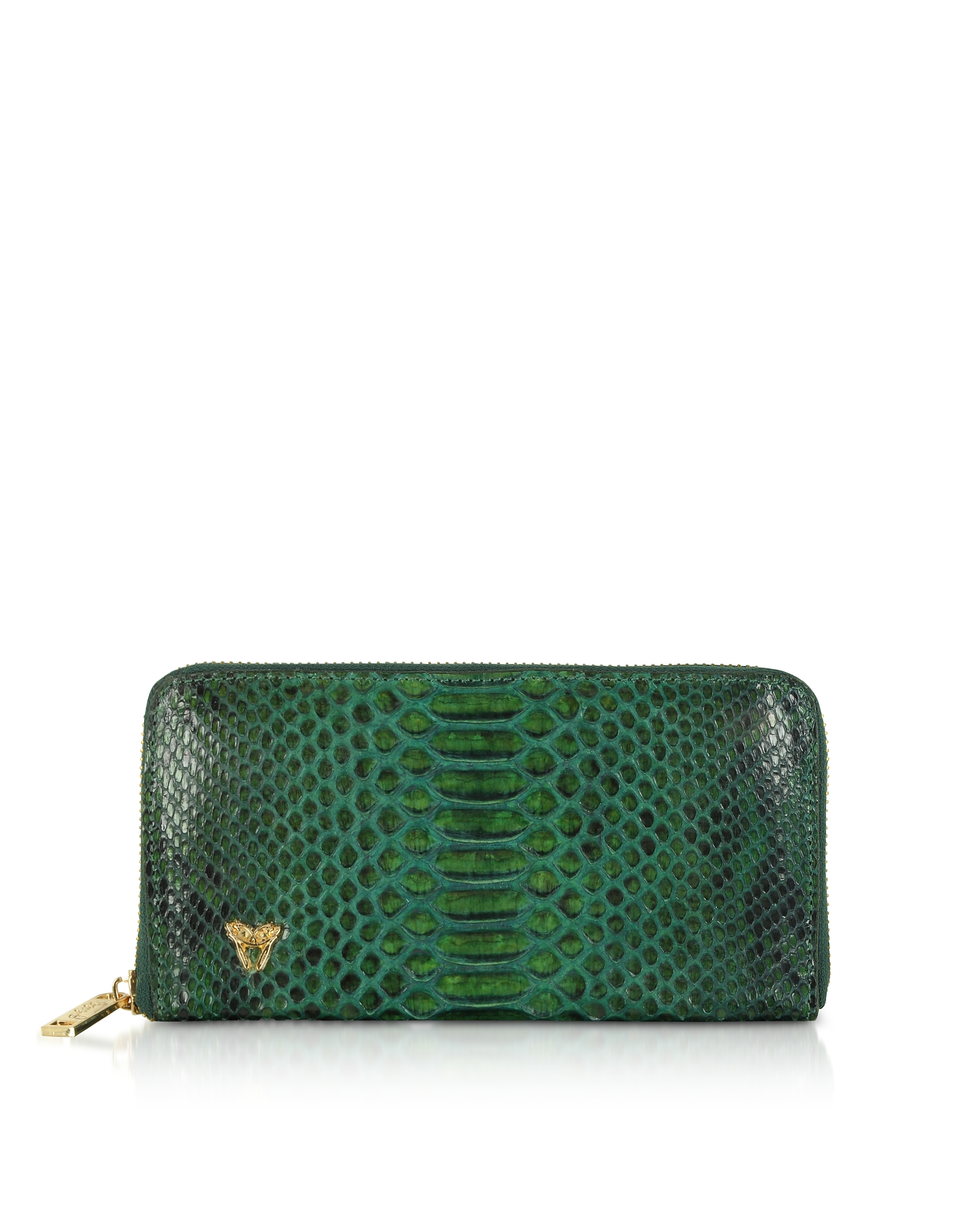 

Python Leather Continental Wallet, Green