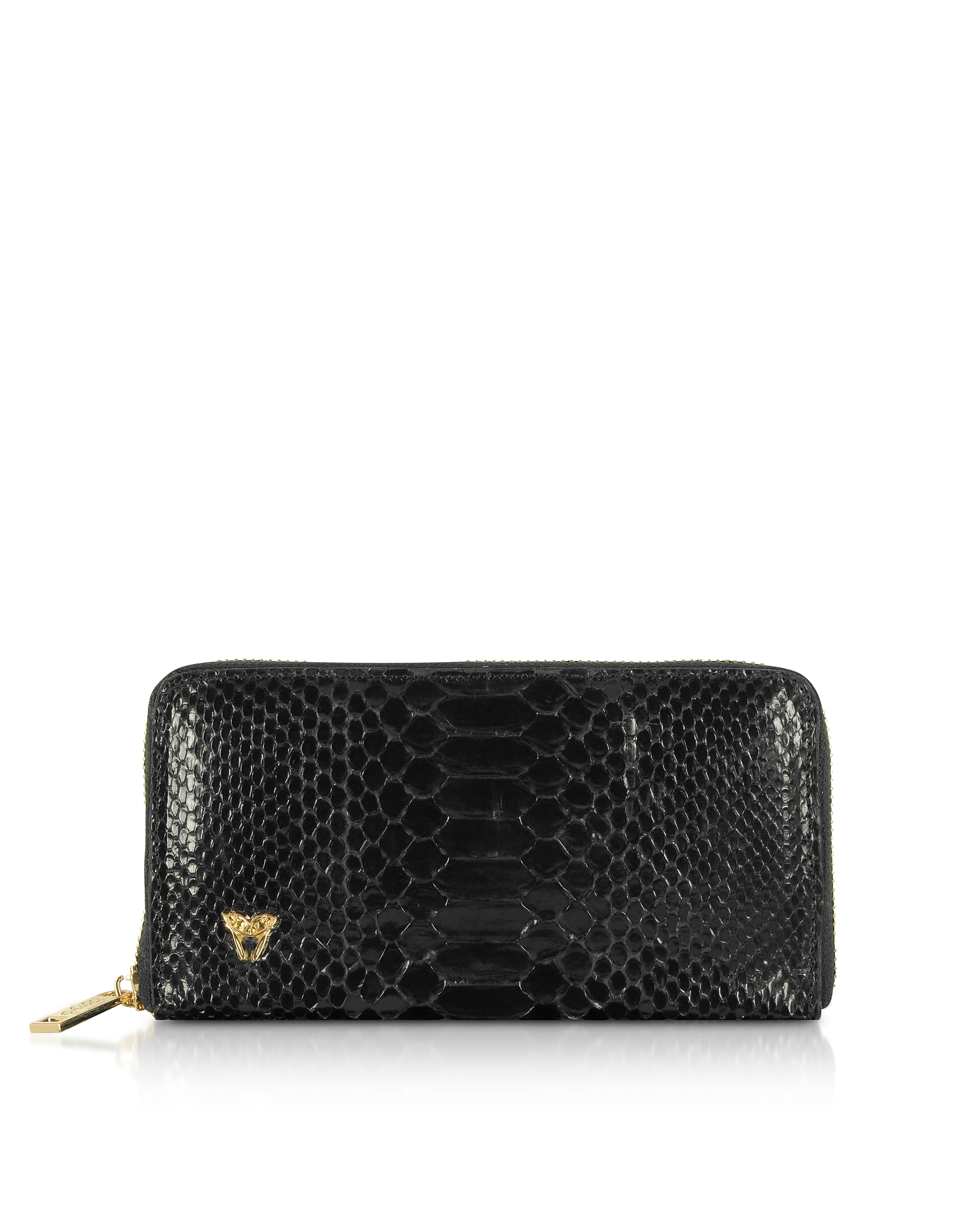 

Glossy Black Python Leather Continental Wallet