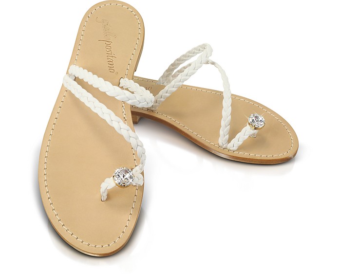 Giallo Positano White Jeweled Sandal Shoes 5.5 US | 3 UK | 36 EU at ...