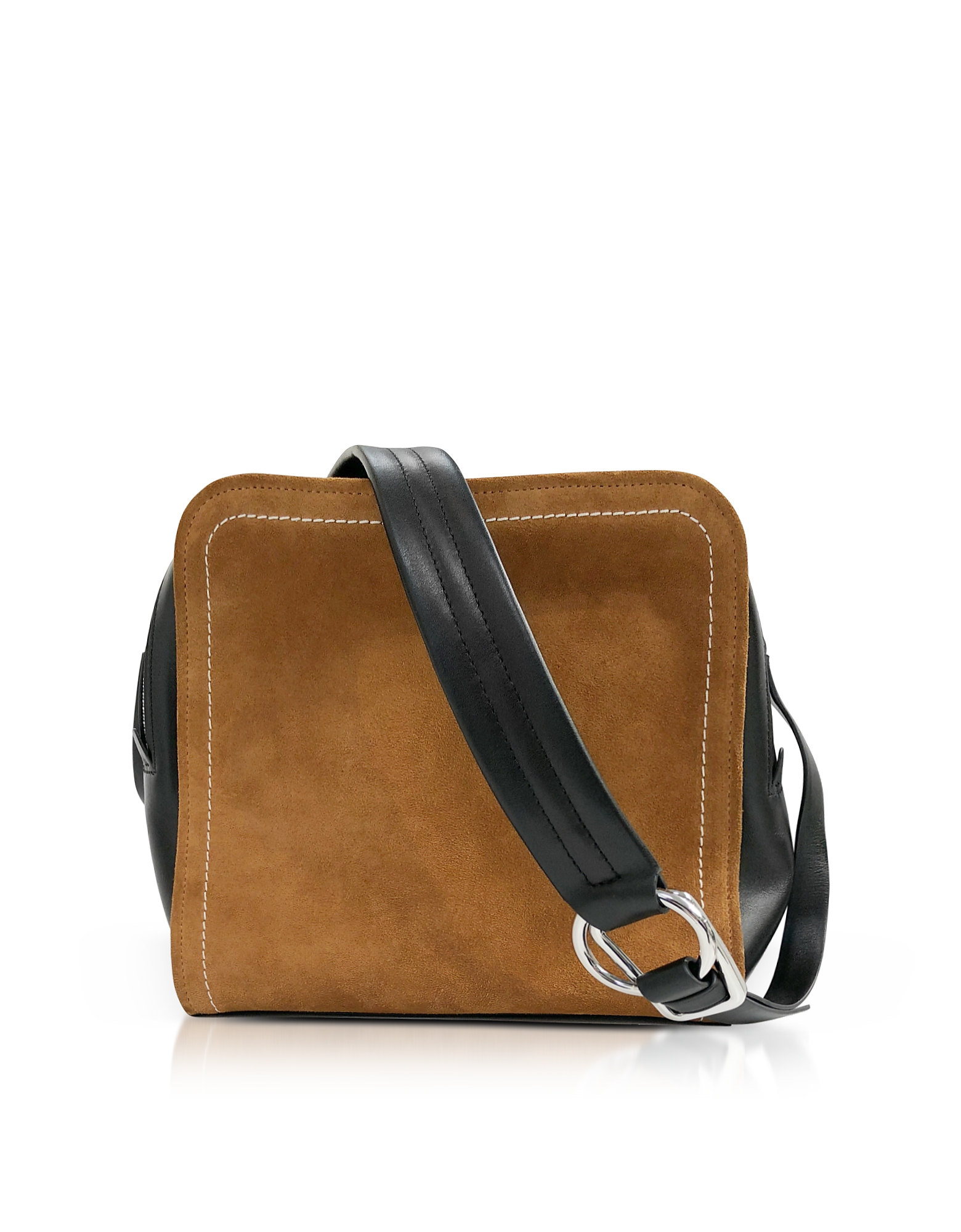 

Black Leather and Cinnamon Suede Hudson Square Crossbody Bag