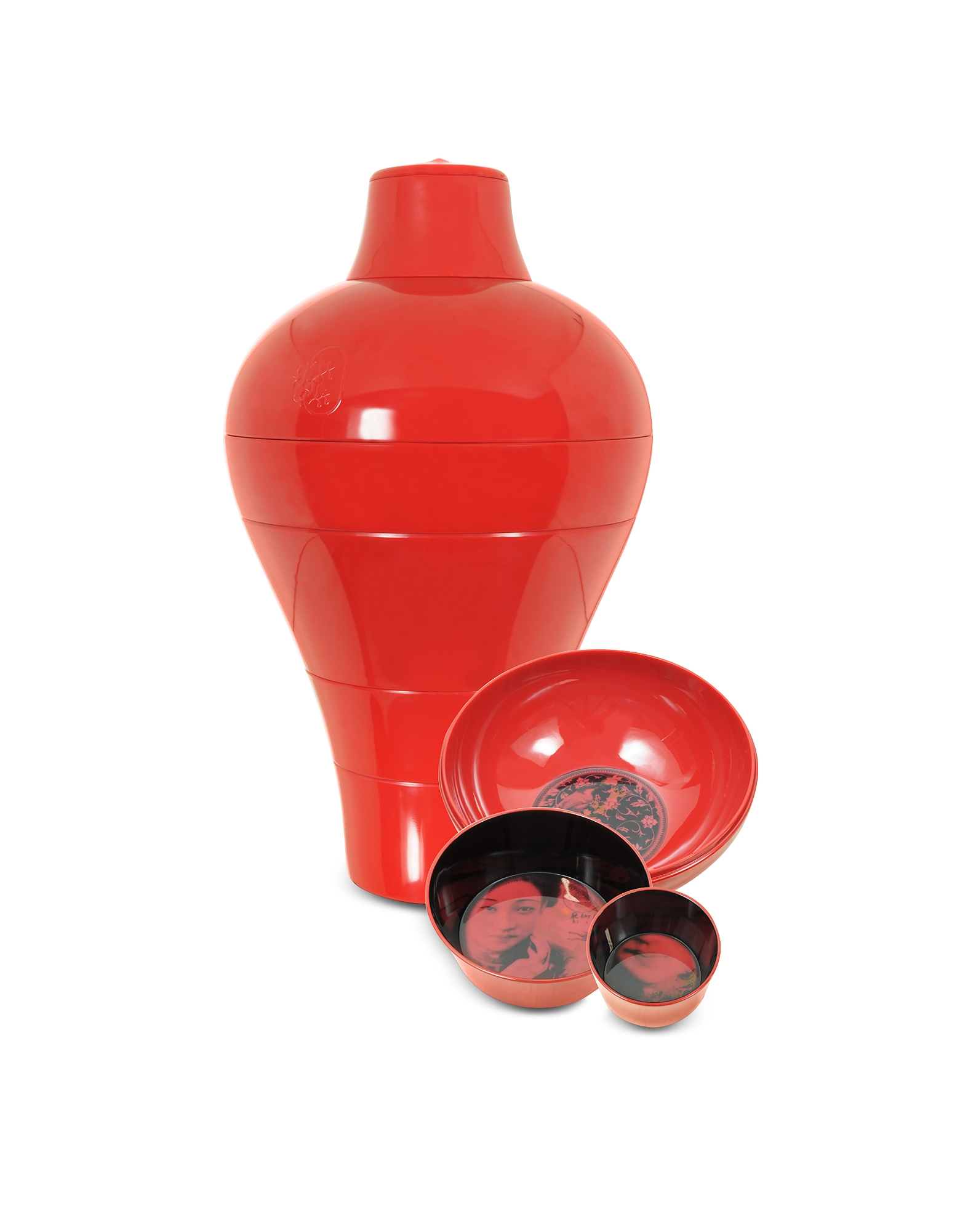 

Red Ming Vase / Stackable Bowls