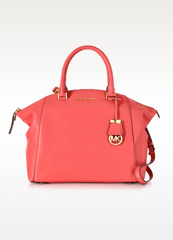 Michael Kors Riley Large Watermelon Pebbled-Leather Satchel at FORZIERI