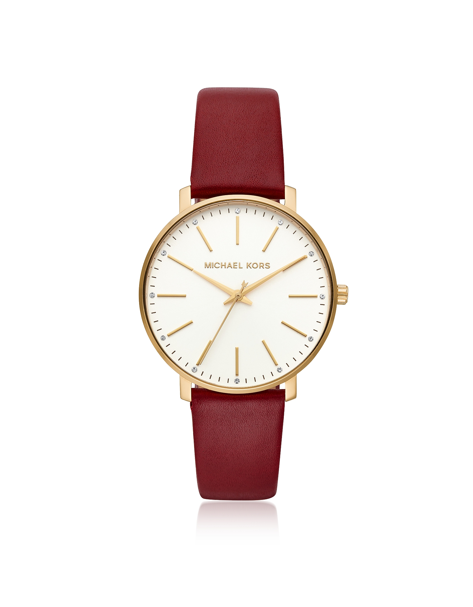 

Pyper Gold Tone and Maroon Leather Watch