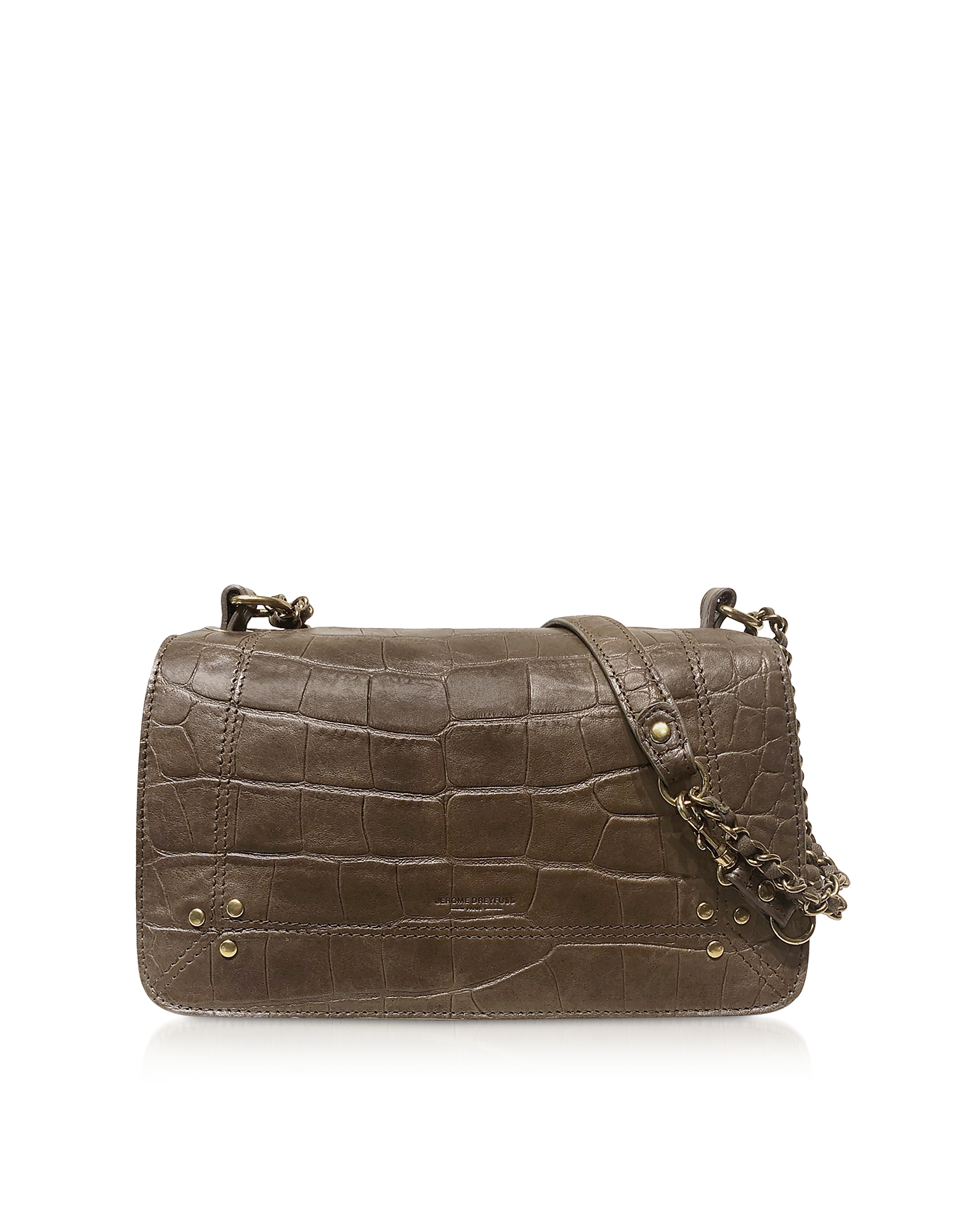

Bobi Khaki Croco Embossed Leather Shoulder Bag
