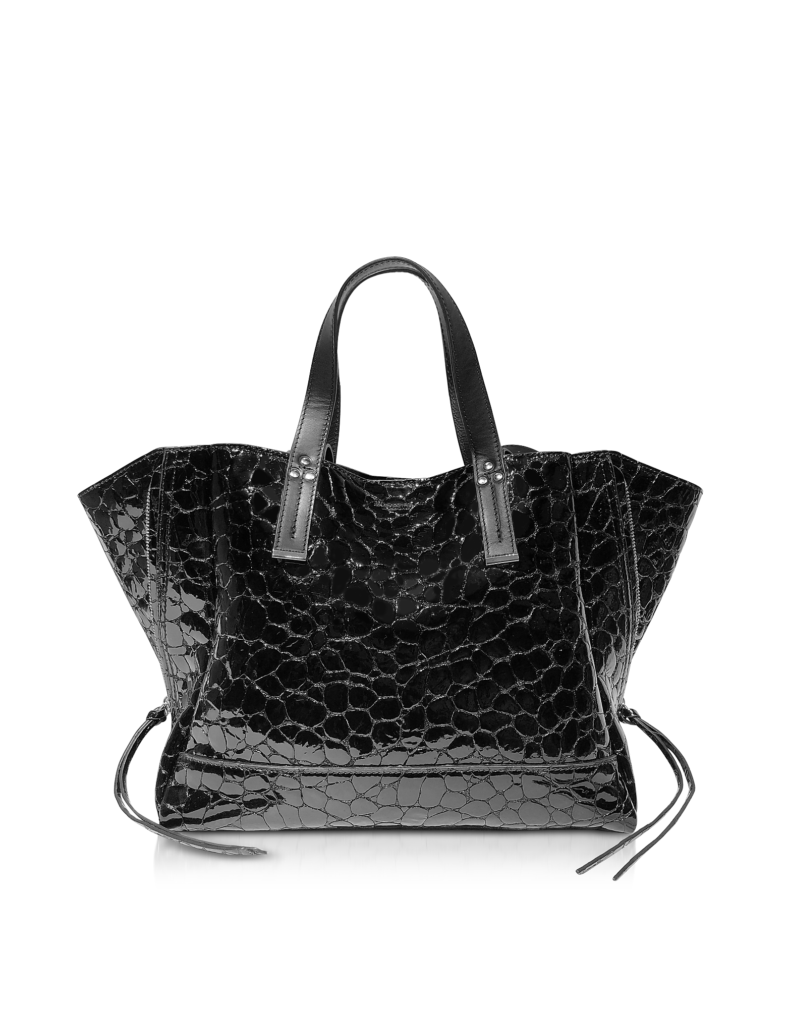 

Georges M Croco Embossed Patent Leather Tote Bag
