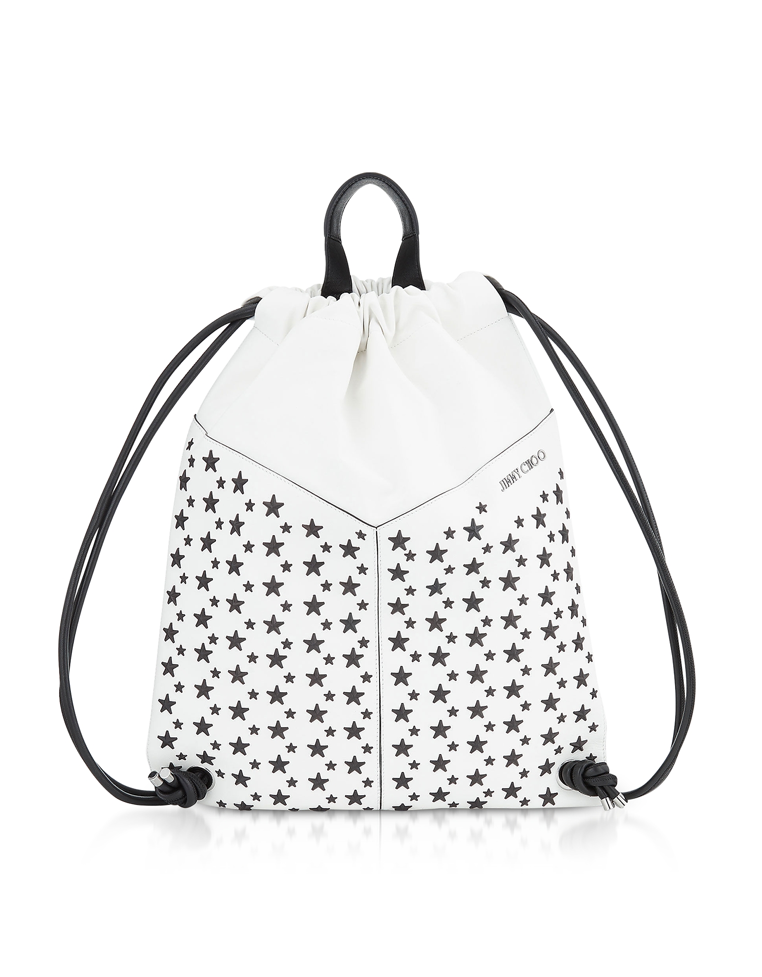 

White Leather MARLON Medium Backpack w/Stars