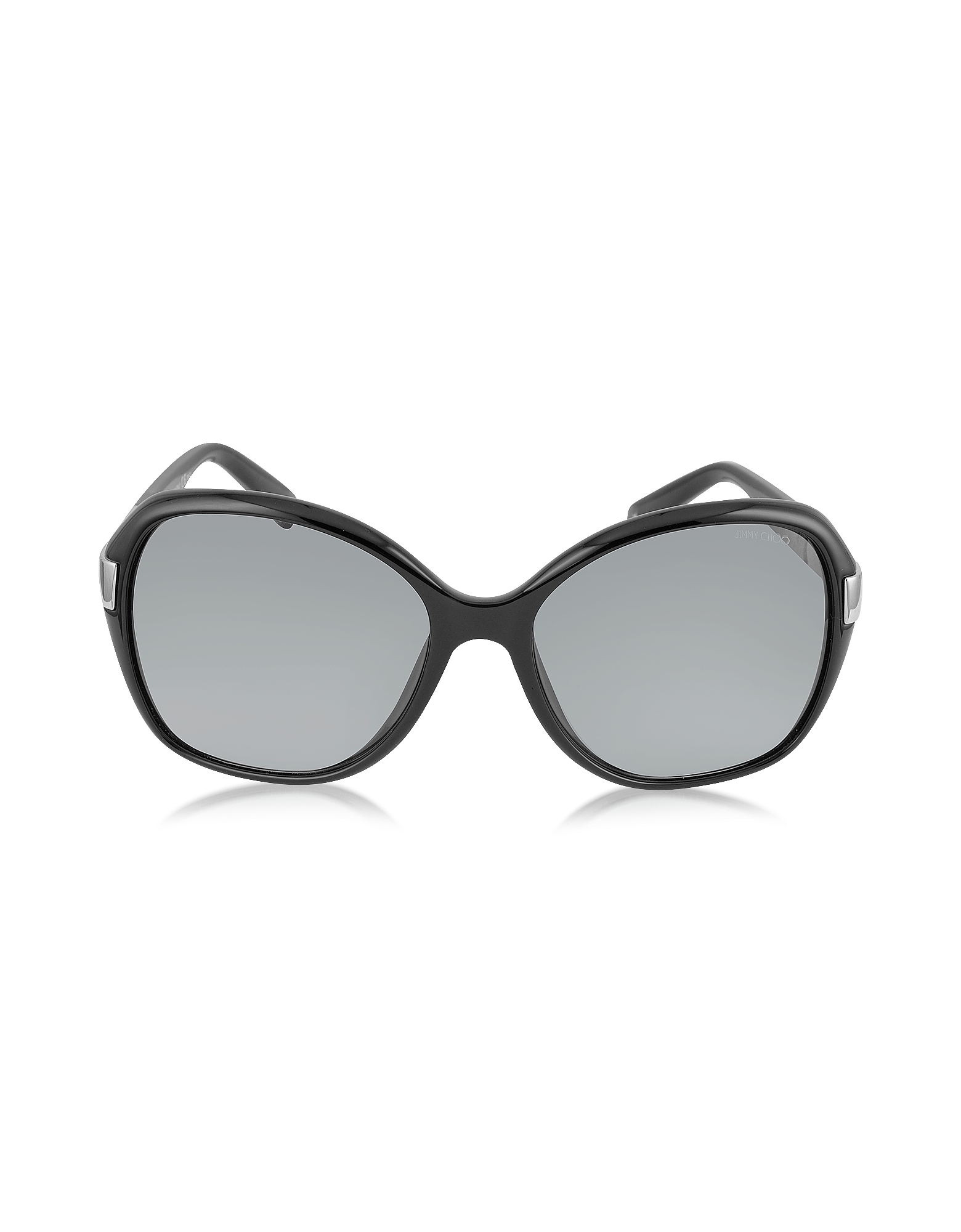 

ALANA/S Round Framed Sunglasses w/Crystal Inserts, Black/shaded smoke