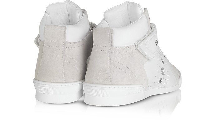 JIMMY CHOO Lewis White Sport Calf And Suede Trainers in White/White ...