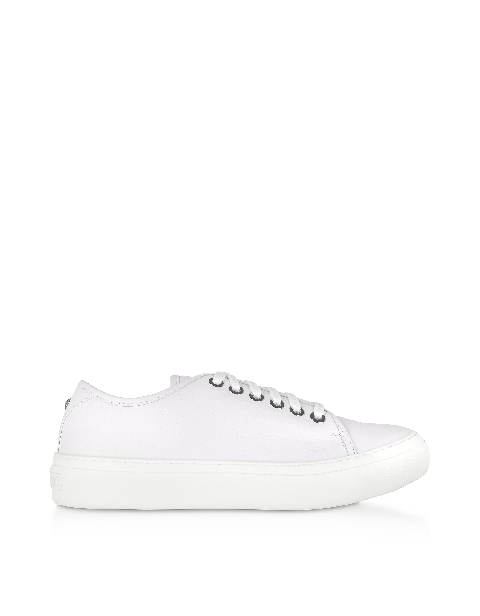 

White Embossed Leather AIDEN Low Top Trainers