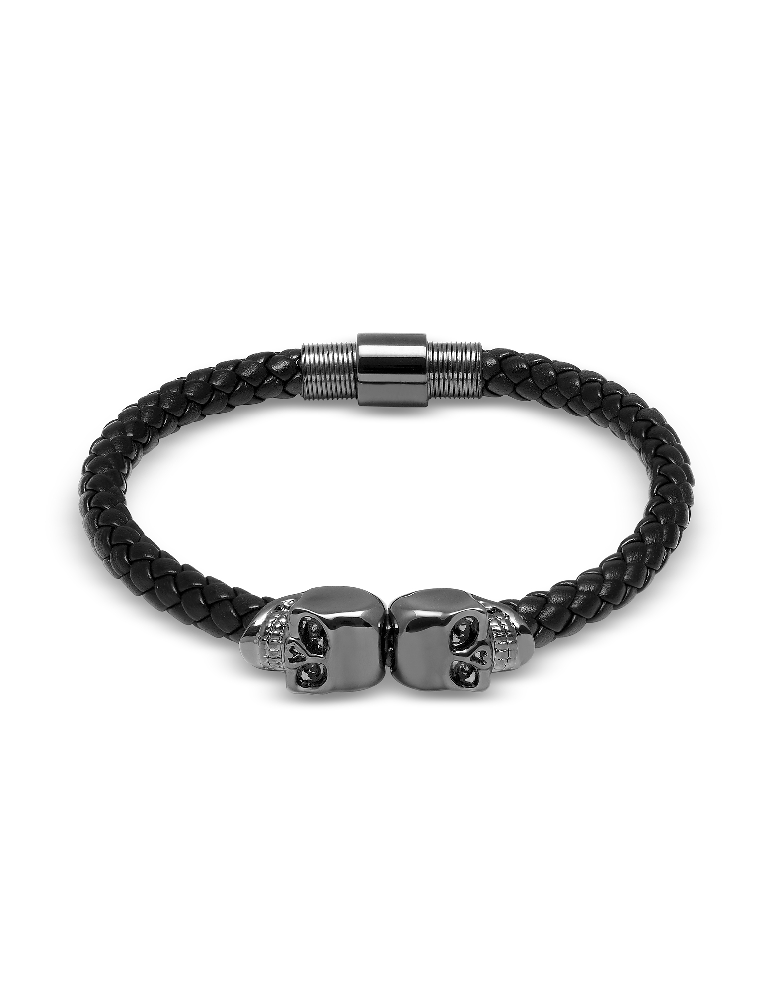 

Black Nappa Leather w/ Gunmetal Twin Skull Bracelet