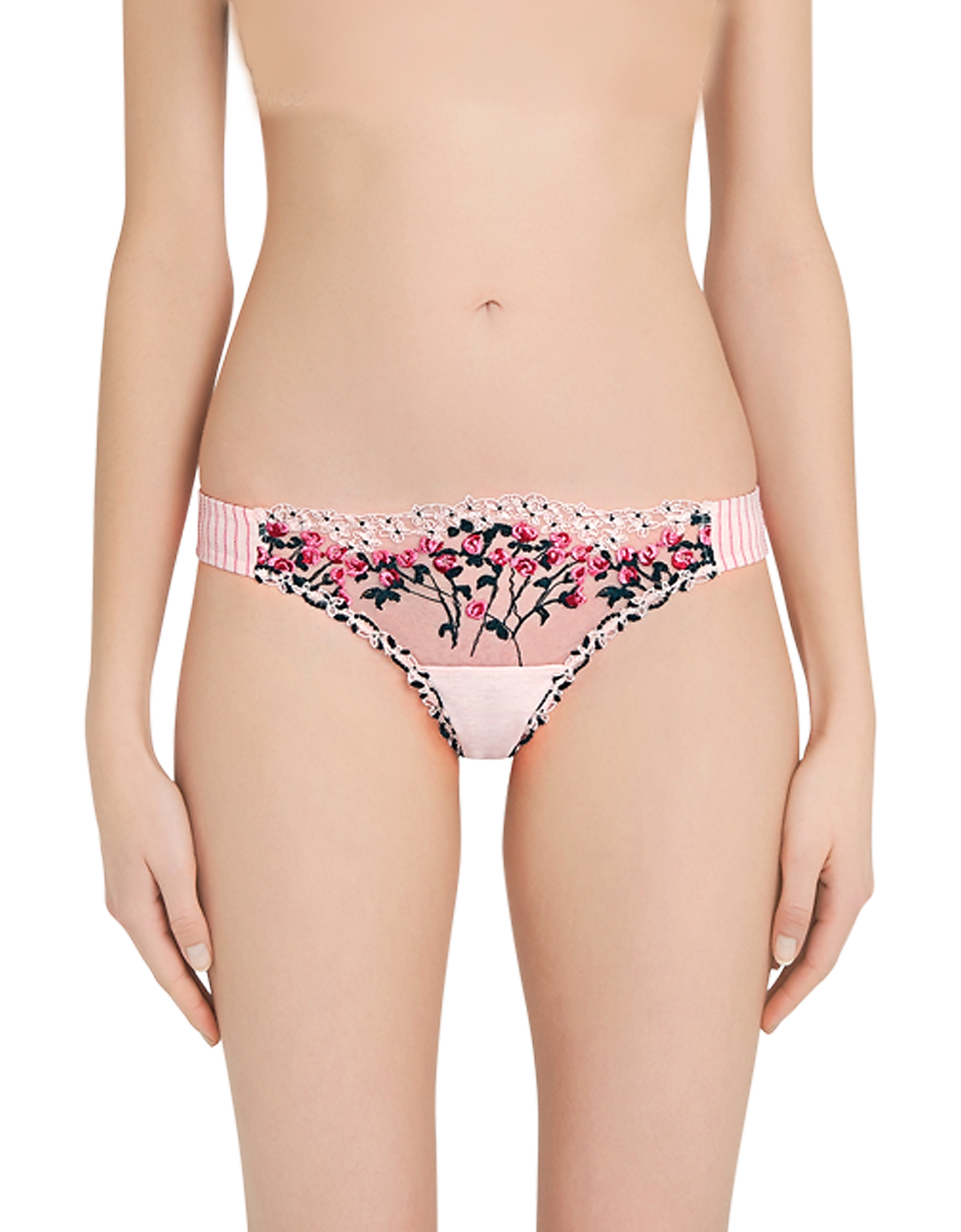 

Garden Party Powder Pink Embroidered Tulle and Modal Brazilian Briefs