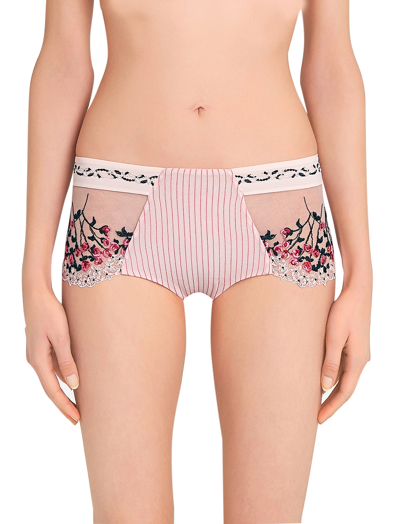 

Garden Party Powder Pink Embroidered Tulle and Modal French Knickers