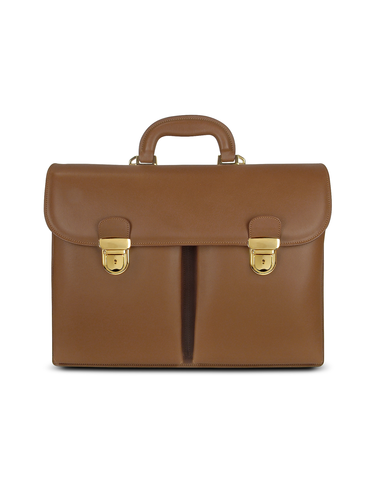 

Men's Front-pocket Tan Brown Italian Leather Briefcase