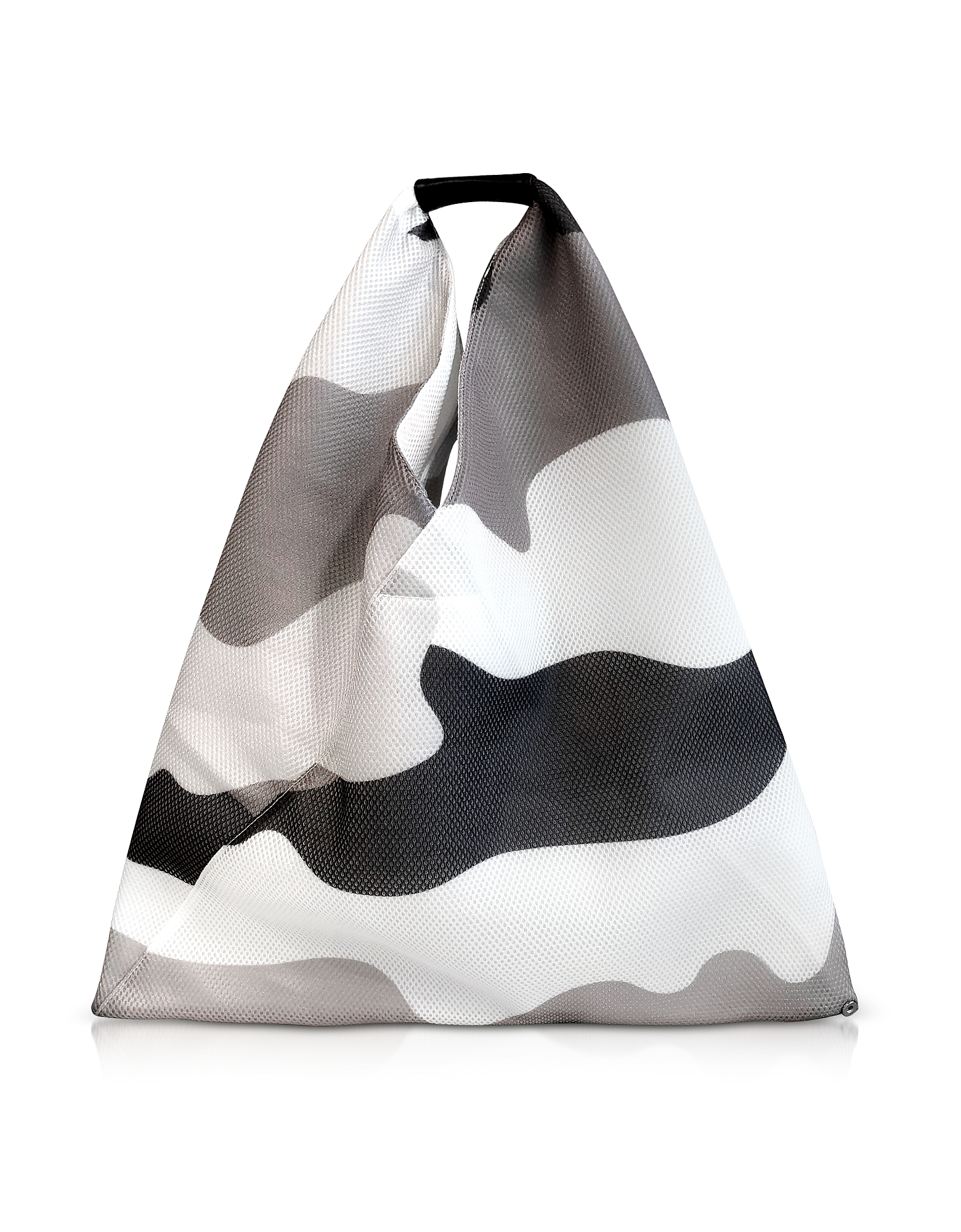 

Camouflage Printed Mesh Japanese Tote Bag, Black / white