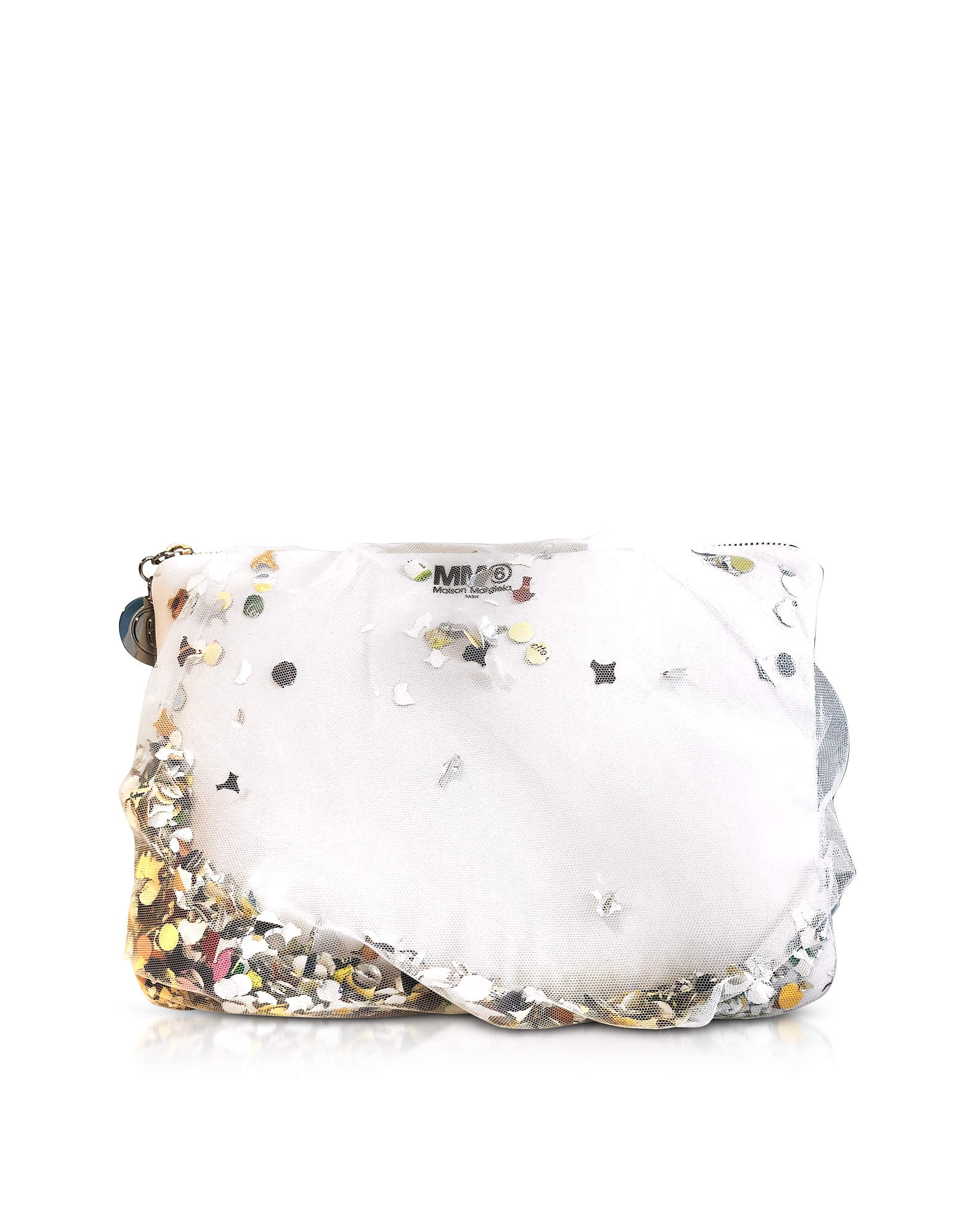 

Jersey and Tulle Cordiandoli Medium Pouch, White