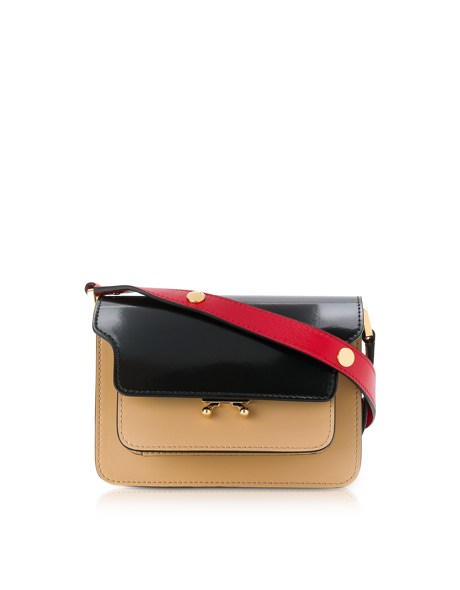 

Black, Dune and Tulip Red Patent Leather Mini Trunk Bag