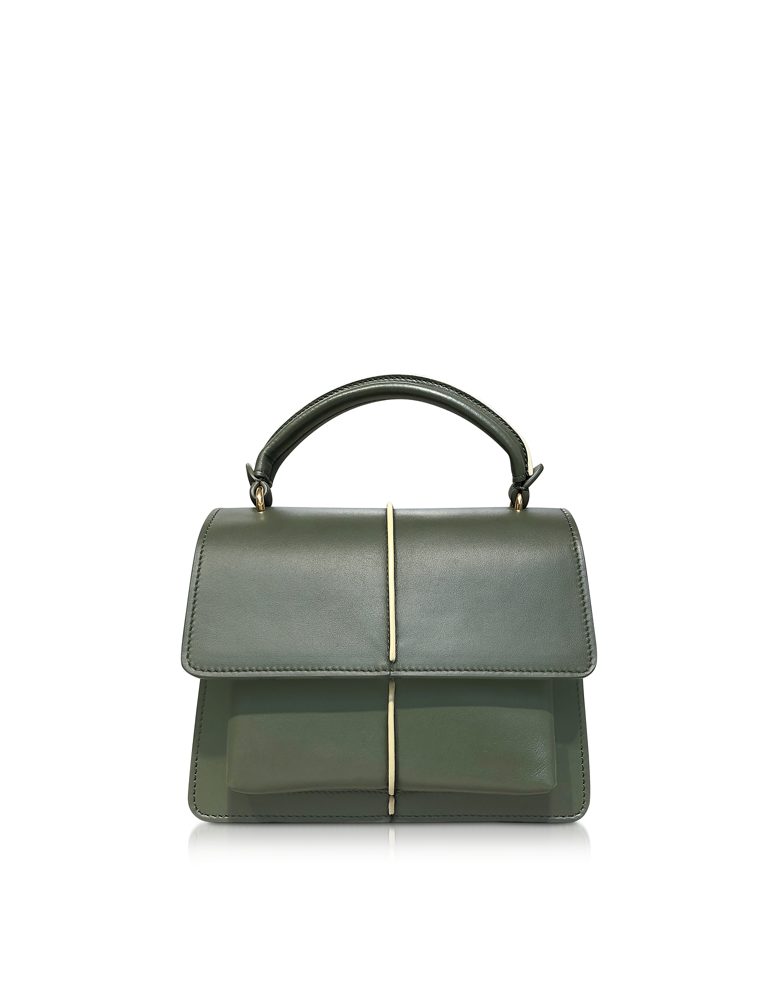 

Smooth Leather Top Handle Attaché Bag, Moss green