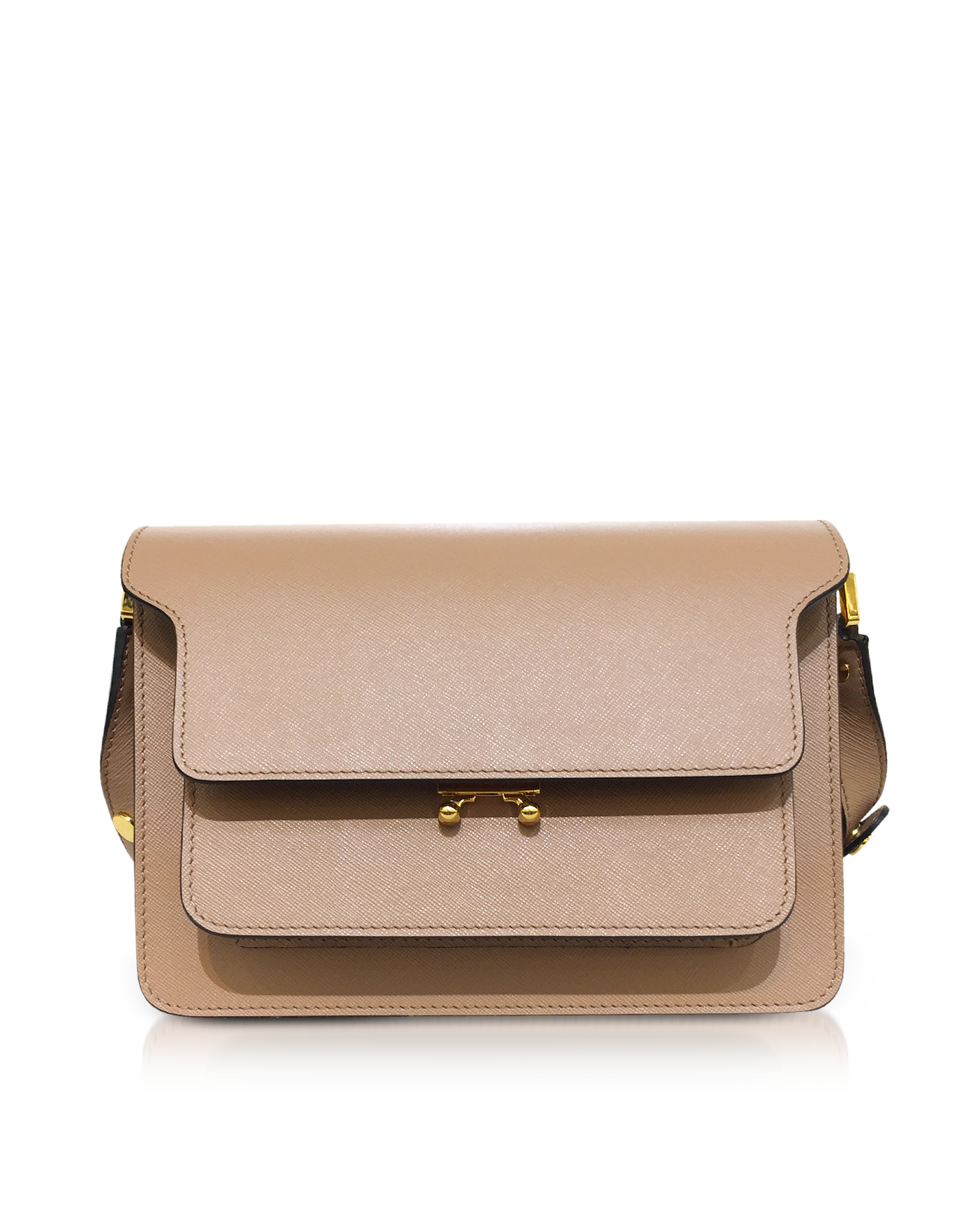 

Saffiano Leather Trunk Shoulder Bag, Brown