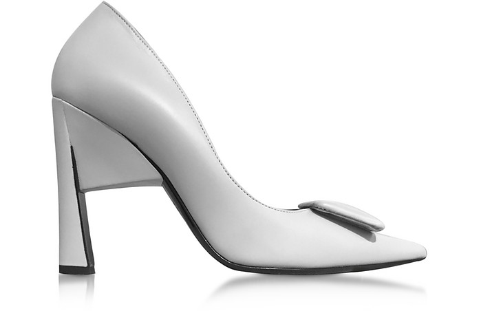 MARNI Titanium Gray Leather High Heel Pumps | ModeSens
