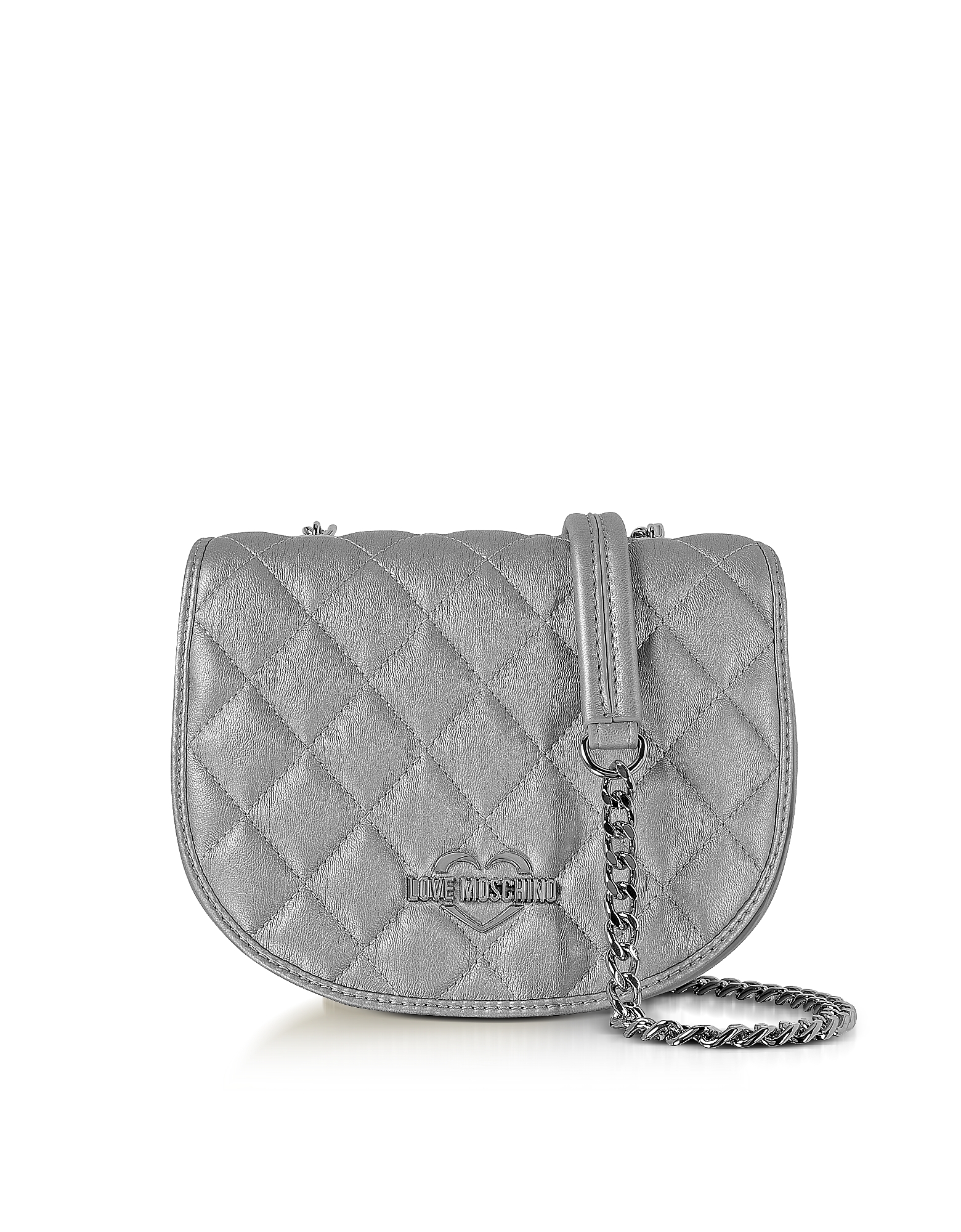 

Silver Metallic Quilted Eco-Leather Crossbody Bag