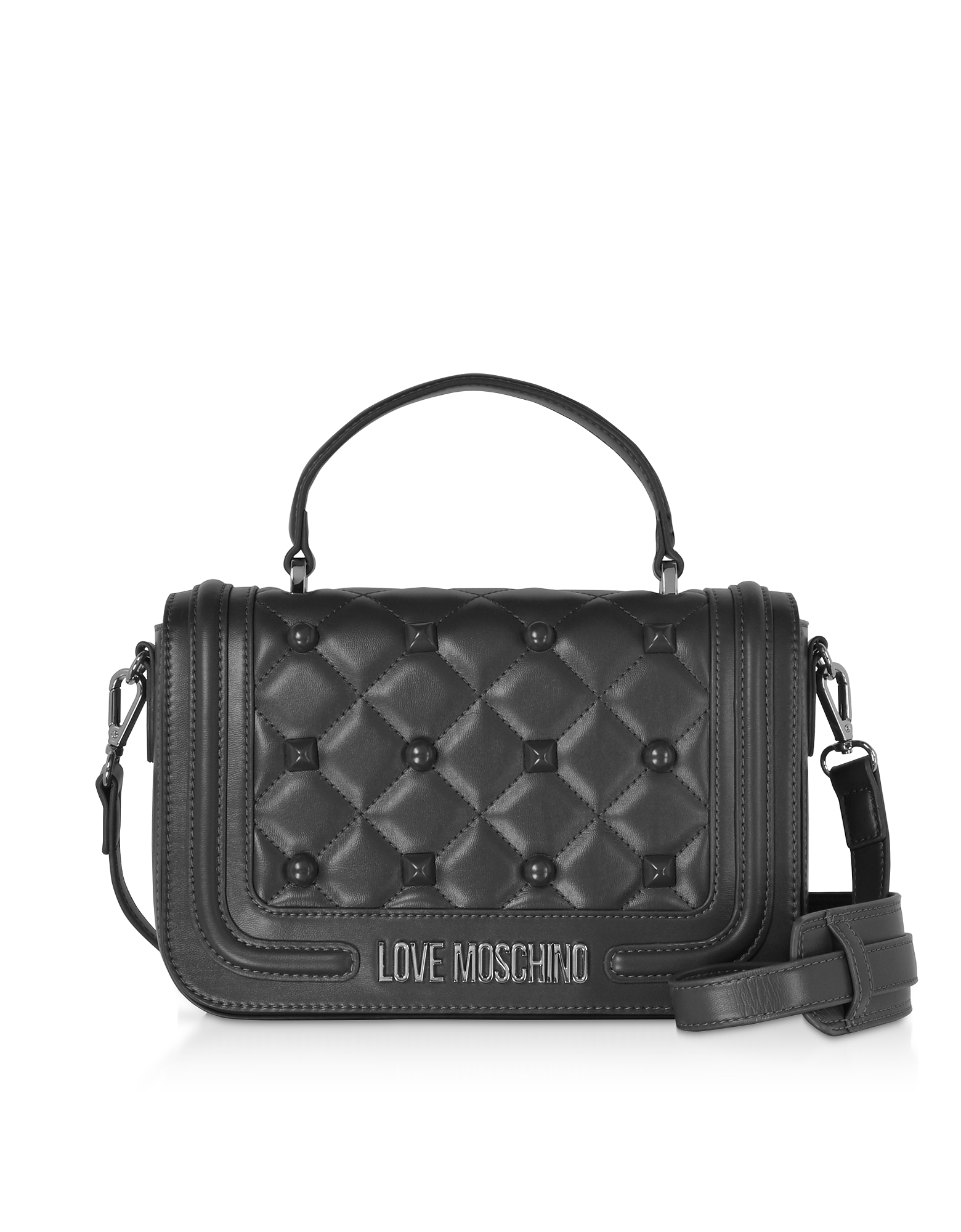 

Black Quilted Eco-leather Top-handle Bag