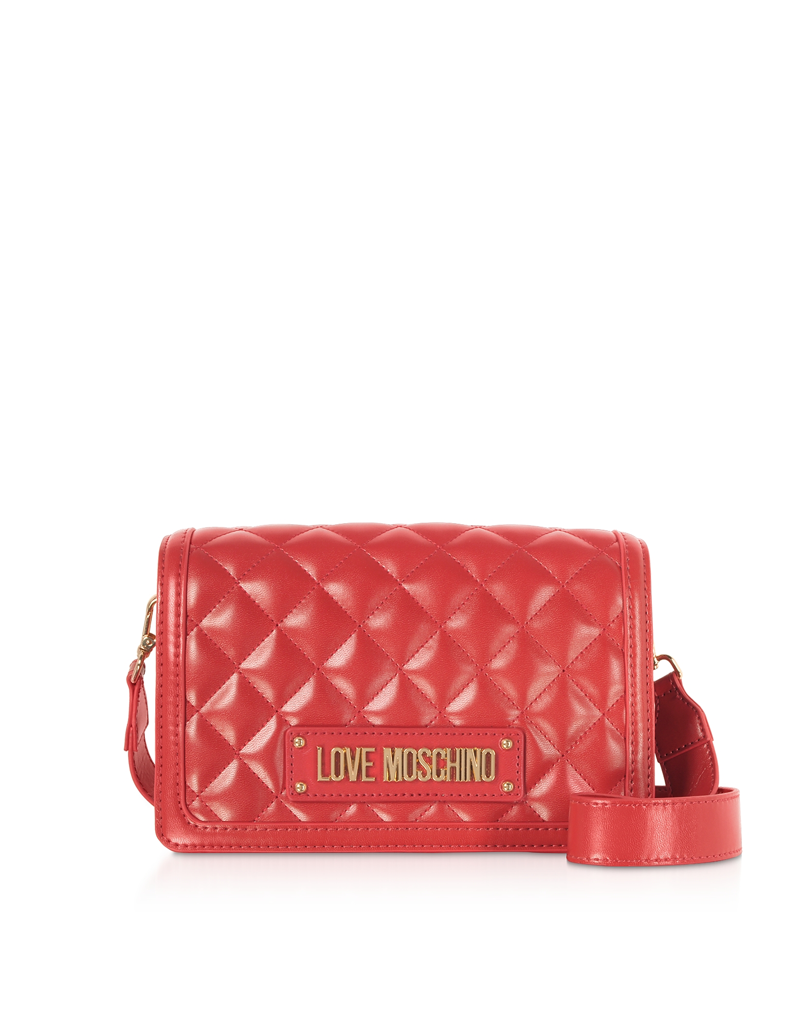 

Quilted Eco-leather Signature Crossbody Bag, Red