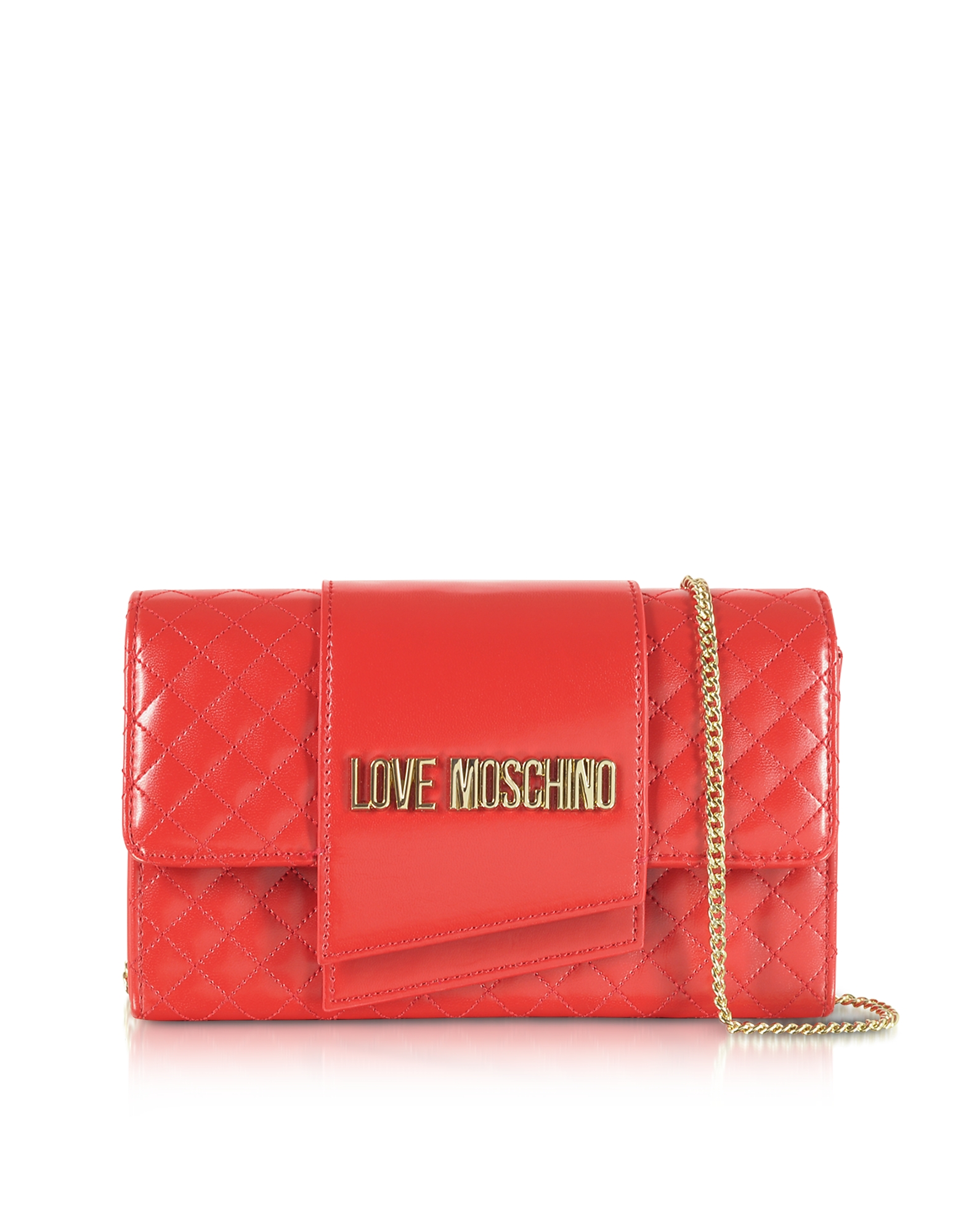 

Quilted Eco-leather Clutch Bag, Red