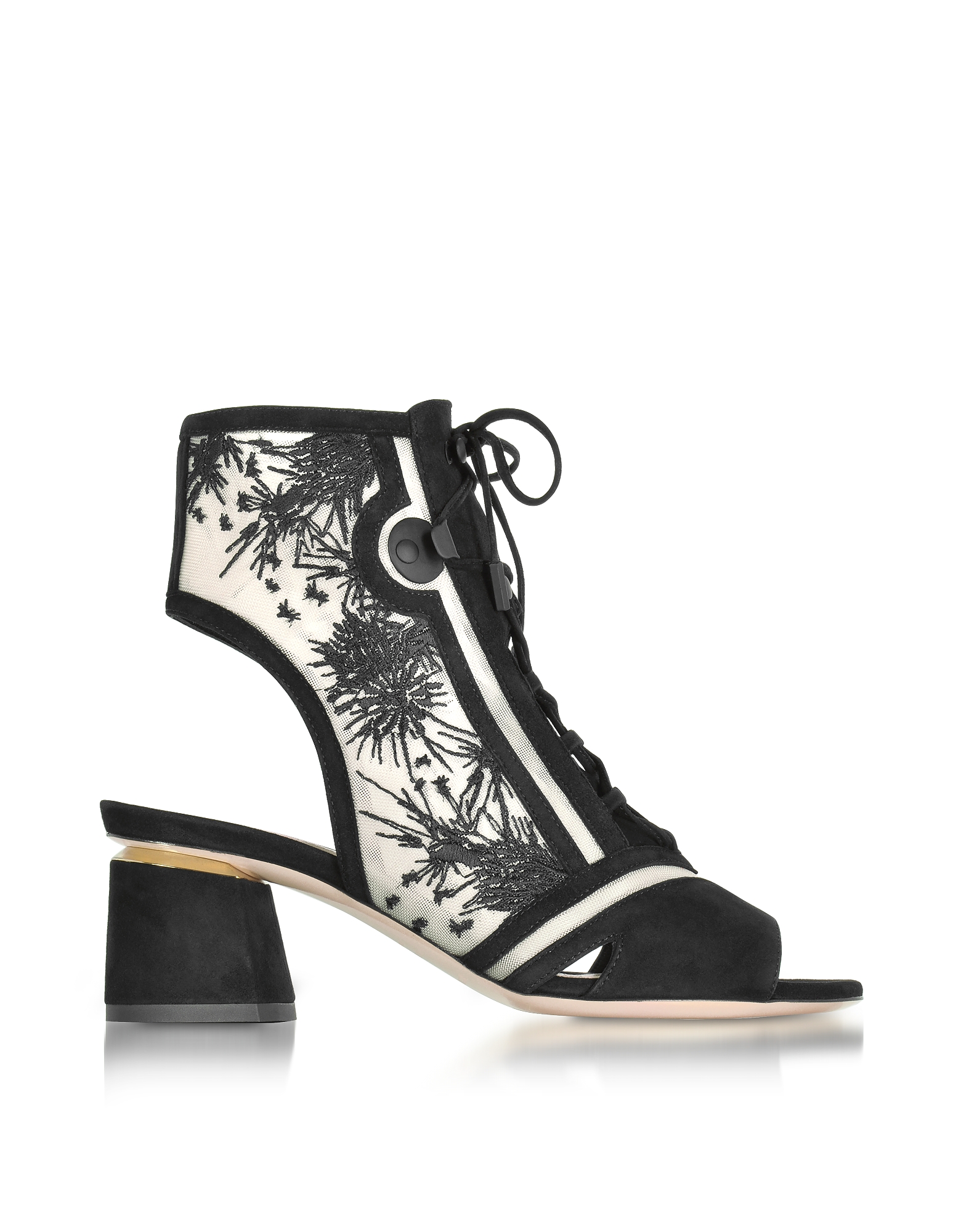 

Phoenix Black Embroidered Lace-up Bootie