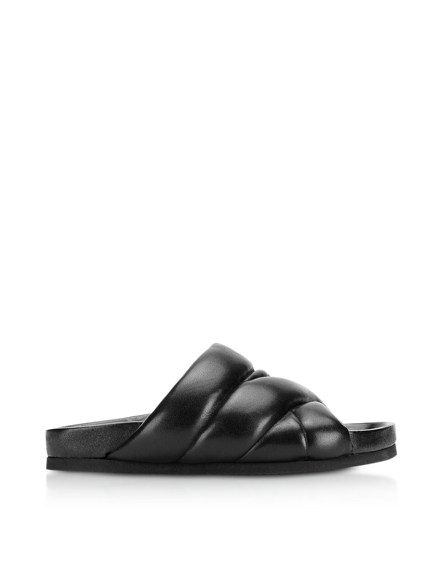 

Black Nappa Leather 10mm Puffer Slide Sandals
