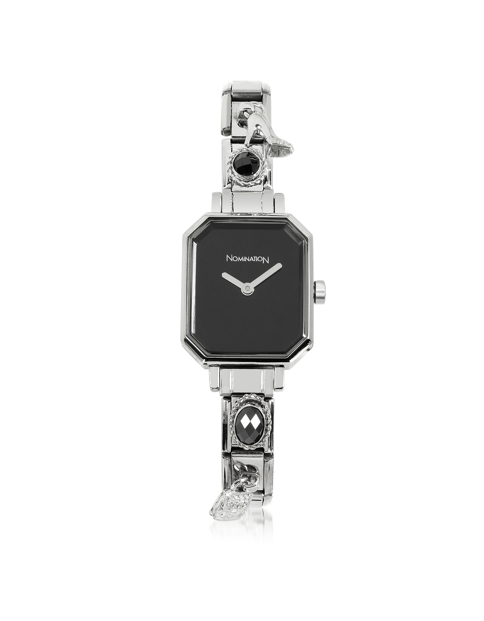 

Silver Plated Stainless Steel Composable Women's Watch w/Black Dial
