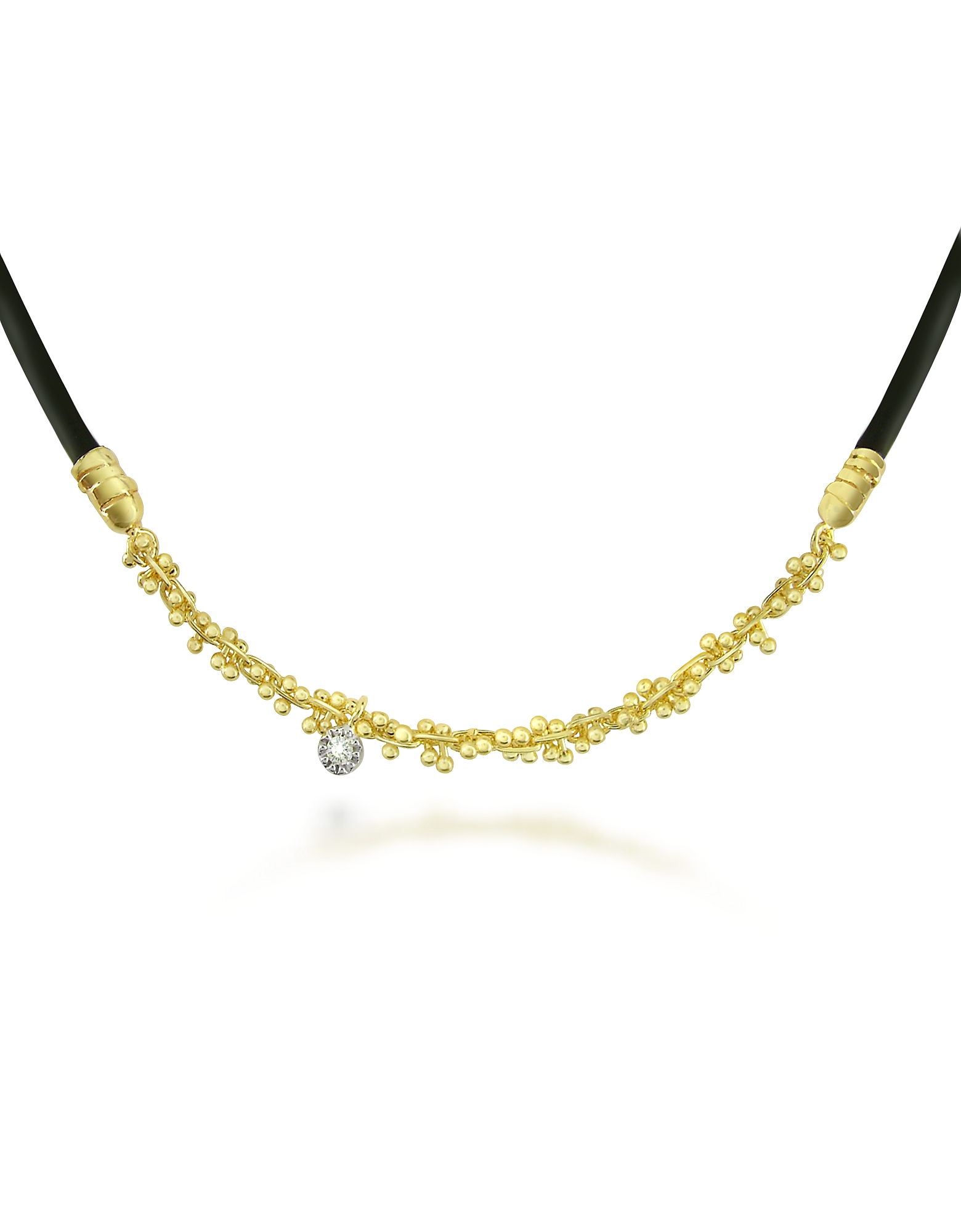 

Flirt - Diamond 18K Yellow Gold and Rubber Necklace