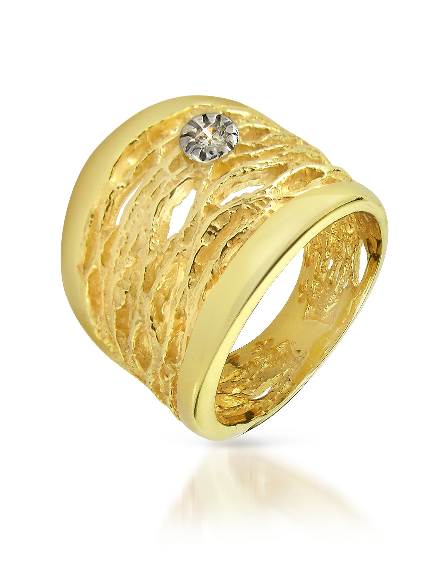 

Diamond Open-work 18K Yellow Gold Band Ring