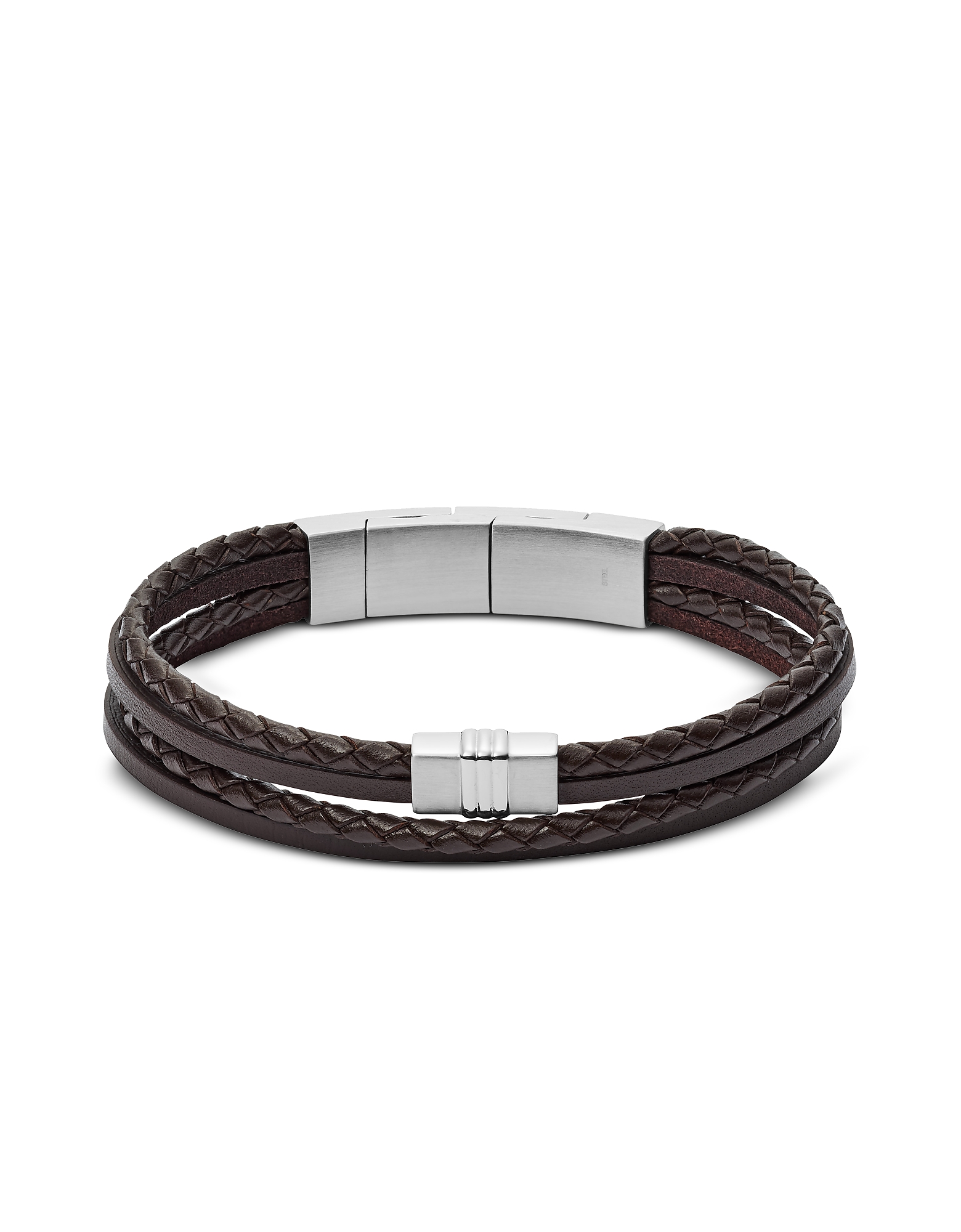 

Brown Multi Strand Braided Leather Men's Bracelet
