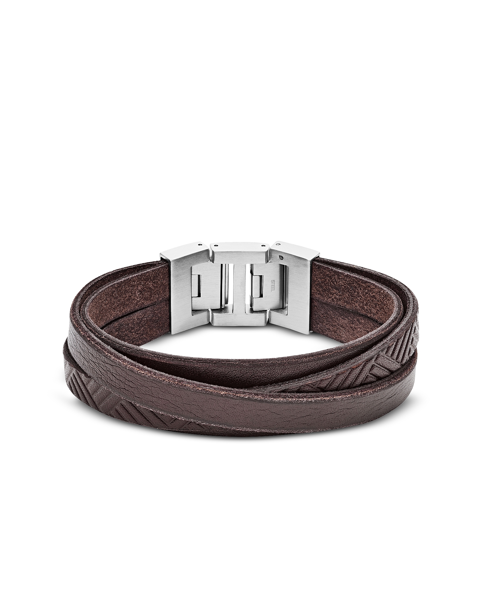 

Textured Wrap Men's Bracelet, Brown