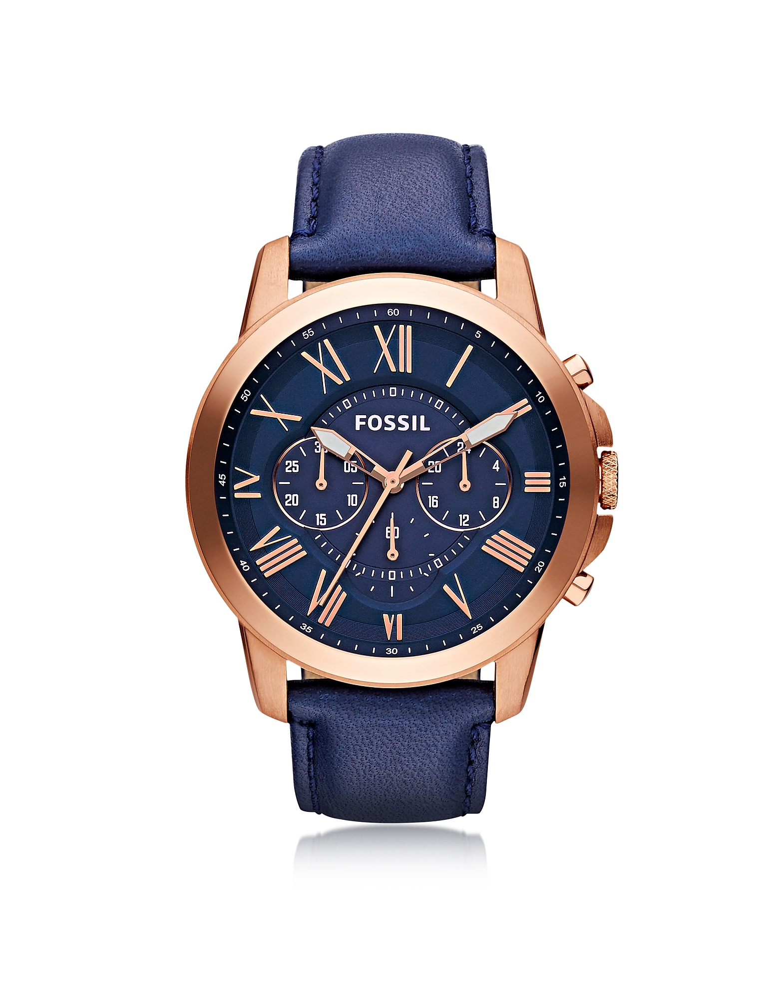 

Grant Chronograph Rose Gold Tone Stainless Steel Case and Navy Blue Leather Strap Men's Watch