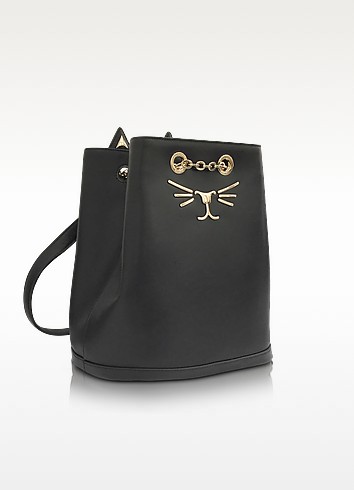 CHARLOTTE OLYMPIA 'Feline' Cat Face Chain Calfskin Leather Backpack in ...